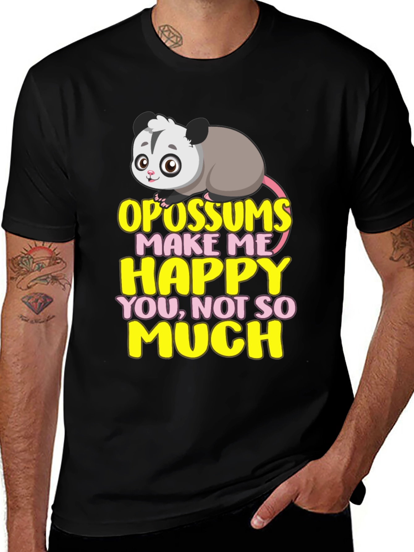 Funny Opossum T-Shirt: Makes Me Happy