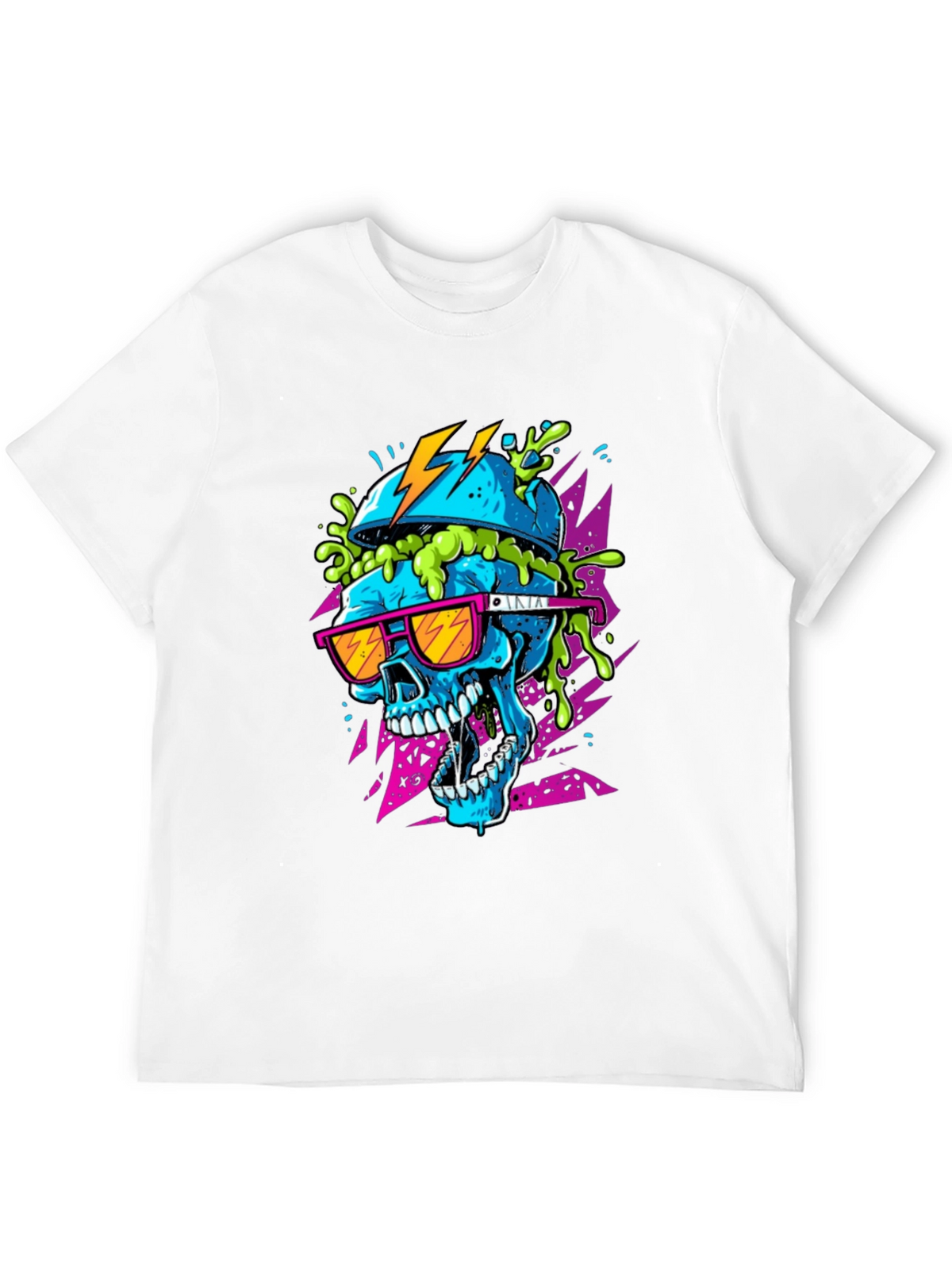 Neon Skull Graphic Tee - Black