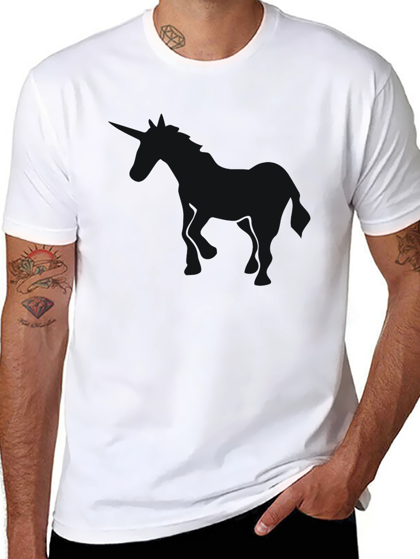 Mens Solid Black Crew Neck T-Shirt