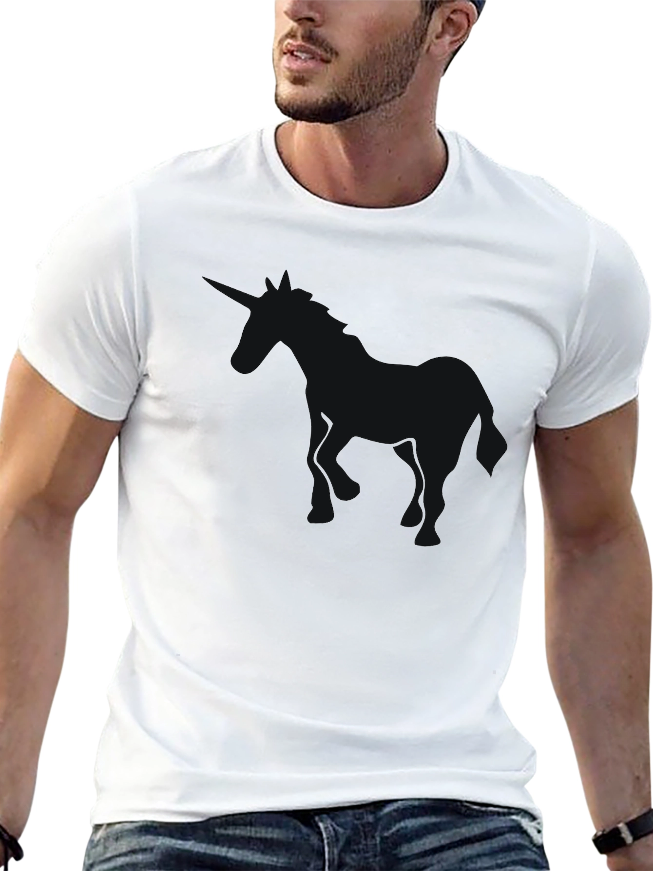 Mens Solid Black Crew Neck T-Shirt