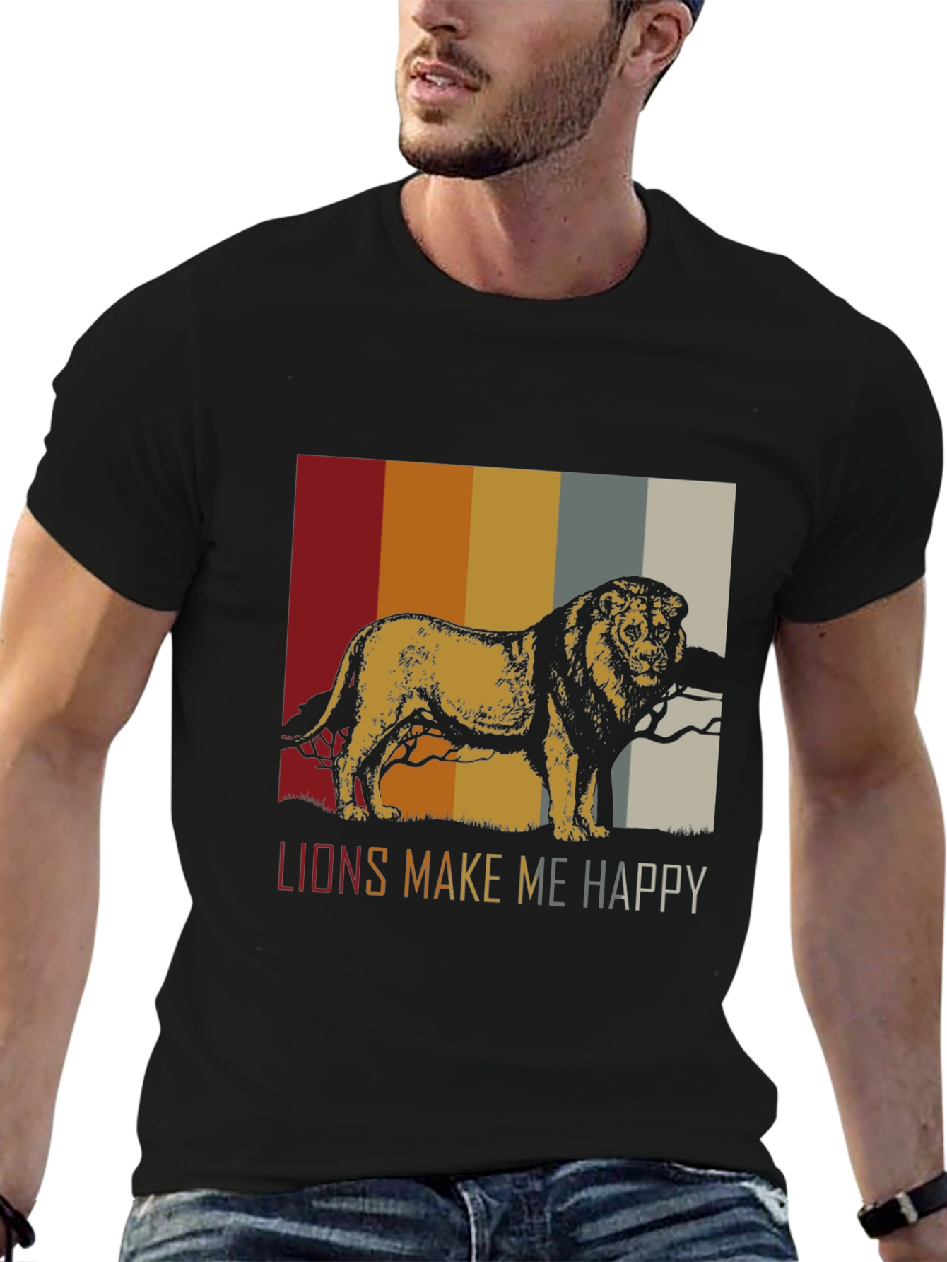 Lions Make Me Happy Retro Graphic Tee