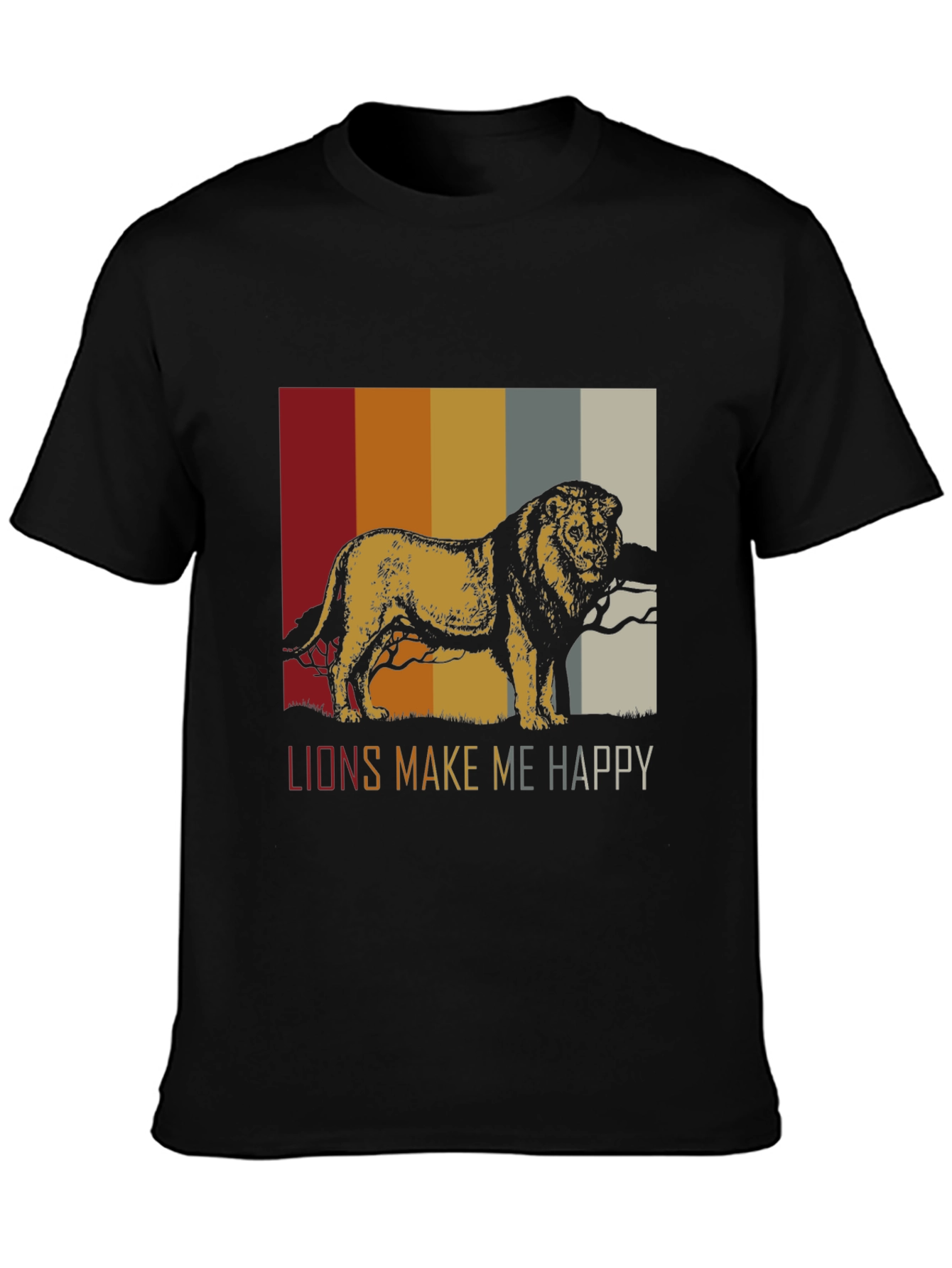 Lions Make Me Happy Retro Graphic Tee