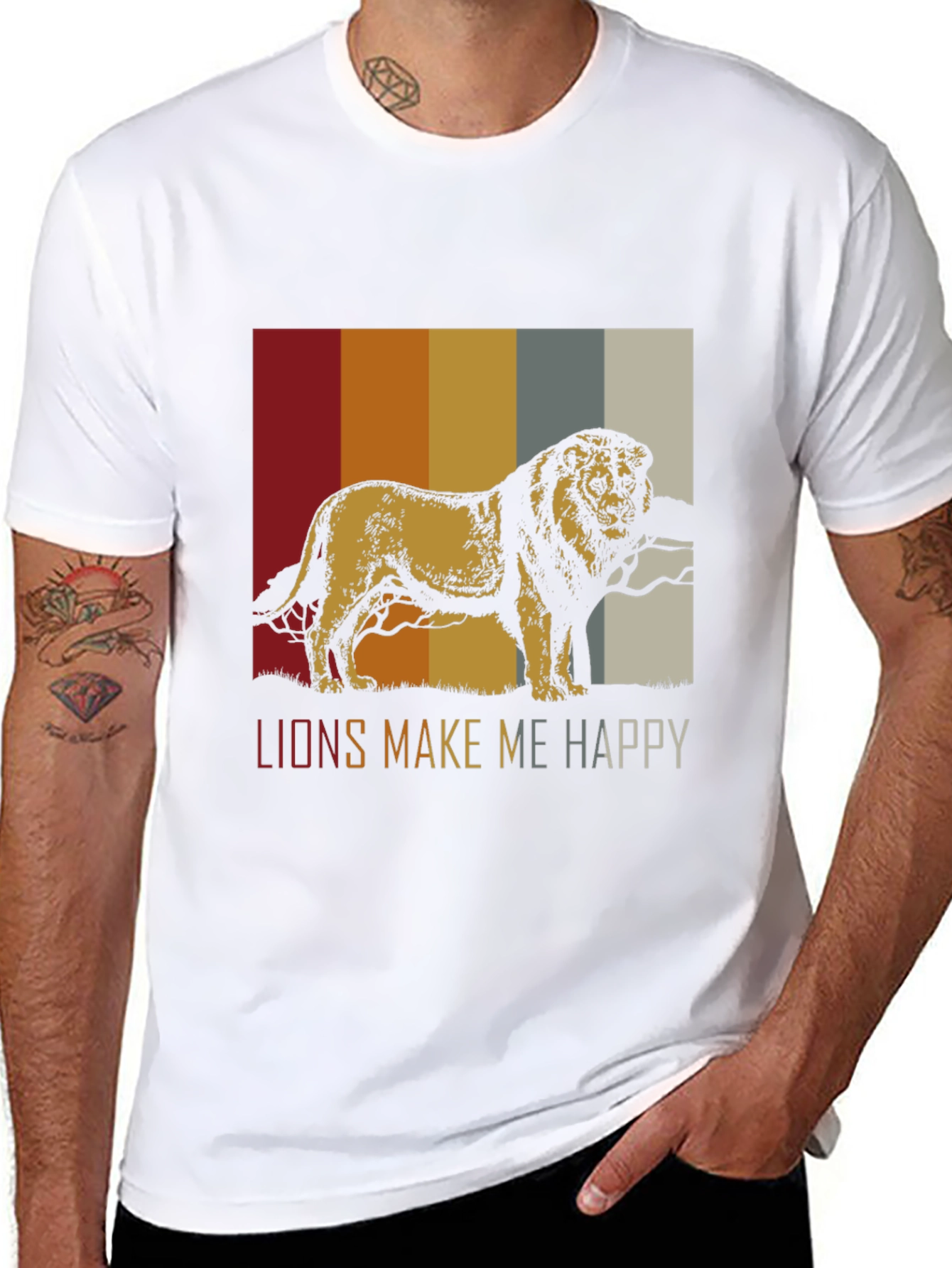 Lions Make Me Happy Retro Graphic Tee