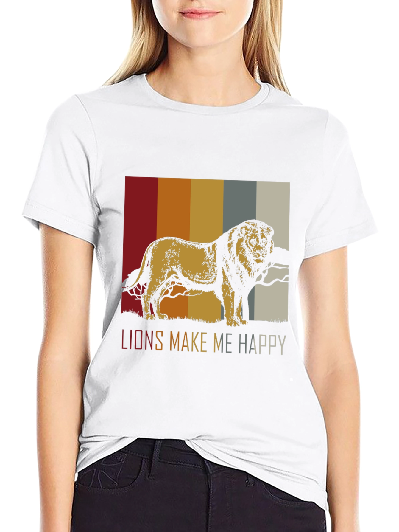 Lions Make Me Happy Retro Graphic Tee