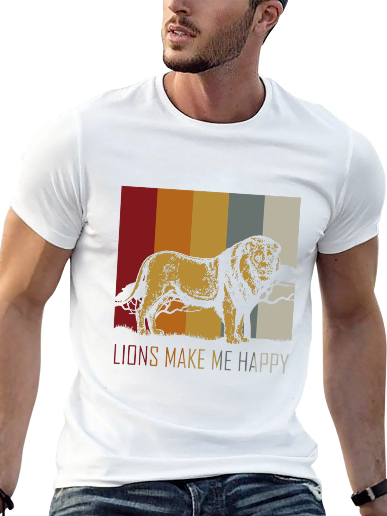 Lions Make Me Happy Retro Graphic Tee