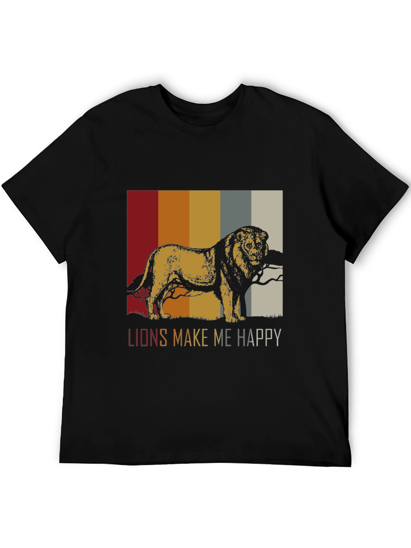 Lions Make Me Happy Retro Graphic Tee
