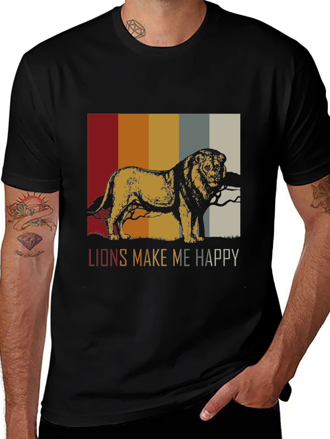 Lions Make Me Happy Retro Graphic Tee