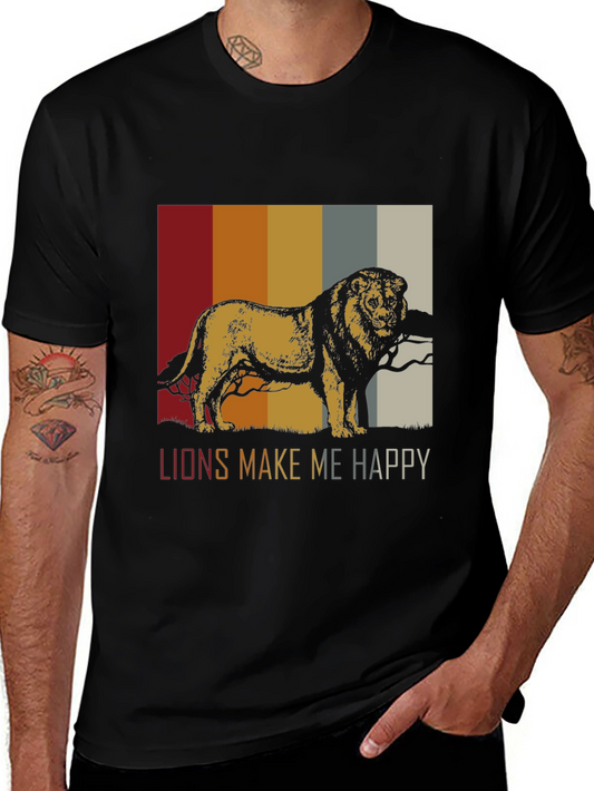 Lions Make Me Happy Retro Graphic Tee