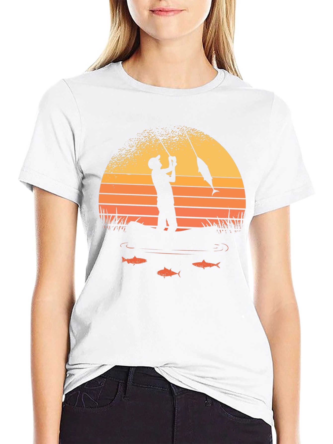 Fishing Sunset Graphic Tee - Black