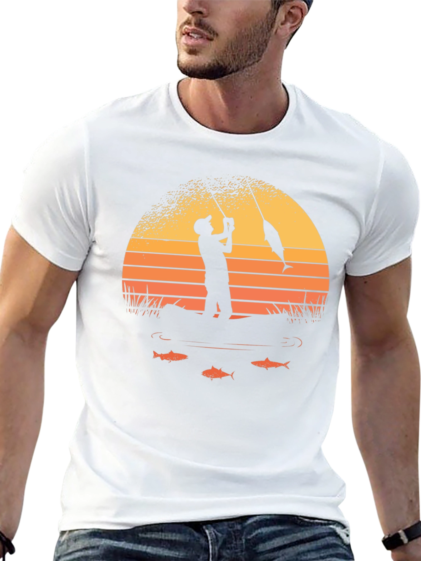 Fishing Sunset Graphic Tee - Black