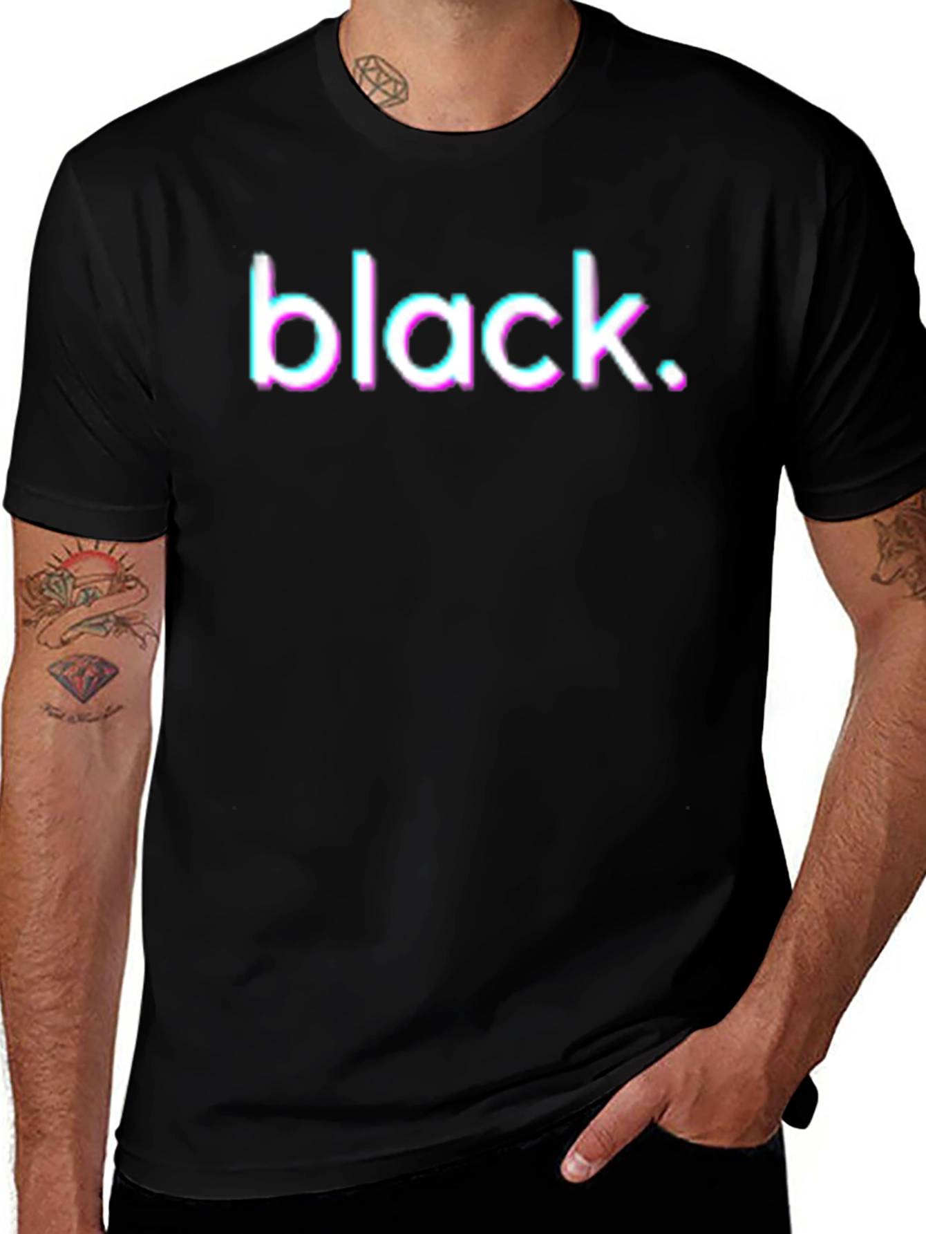 Black T-Shirt with Glitch Text