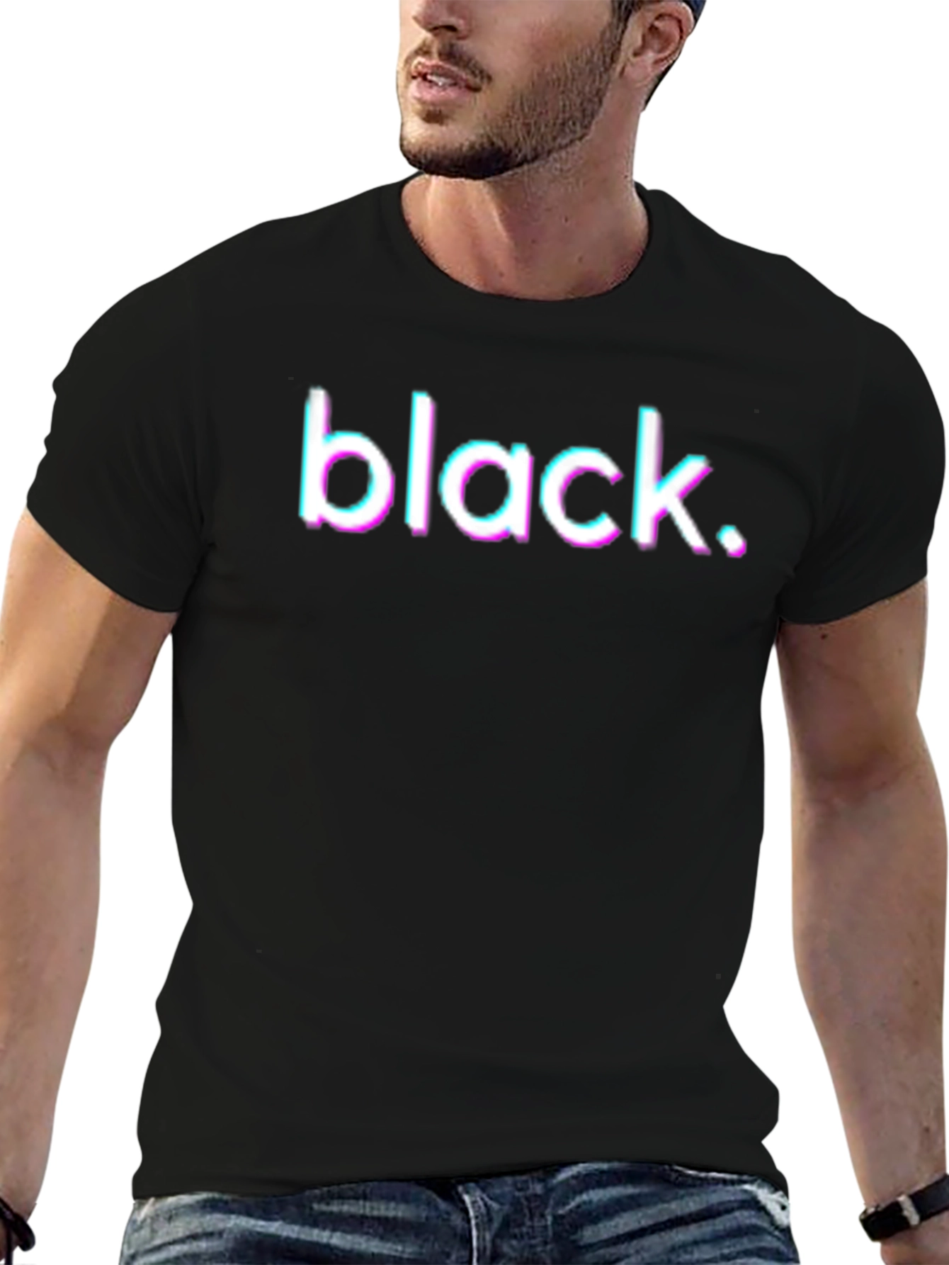 Black T-Shirt with Glitch Text
