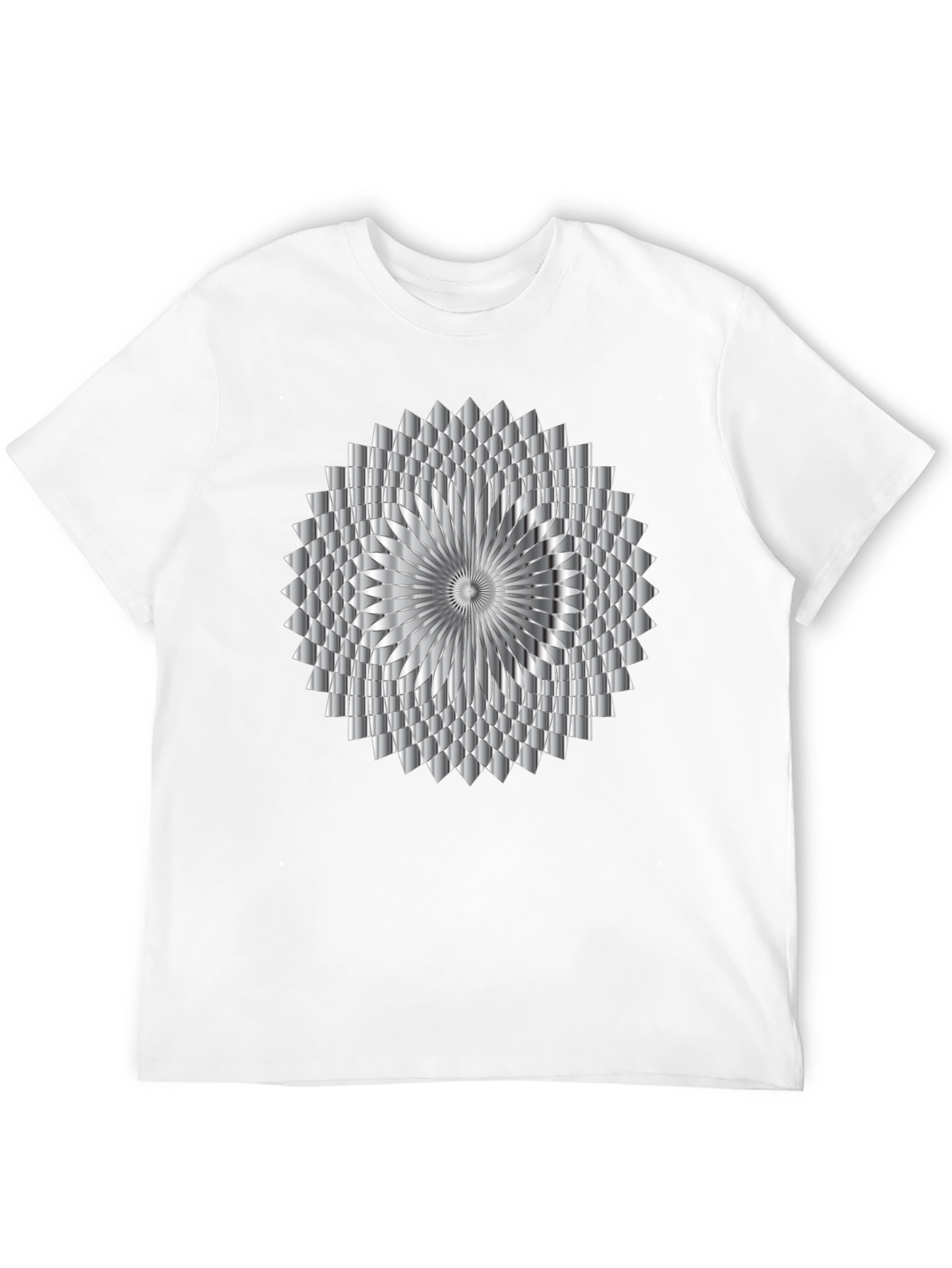 Abstract Geometric Silver Design Black T-Shirt
