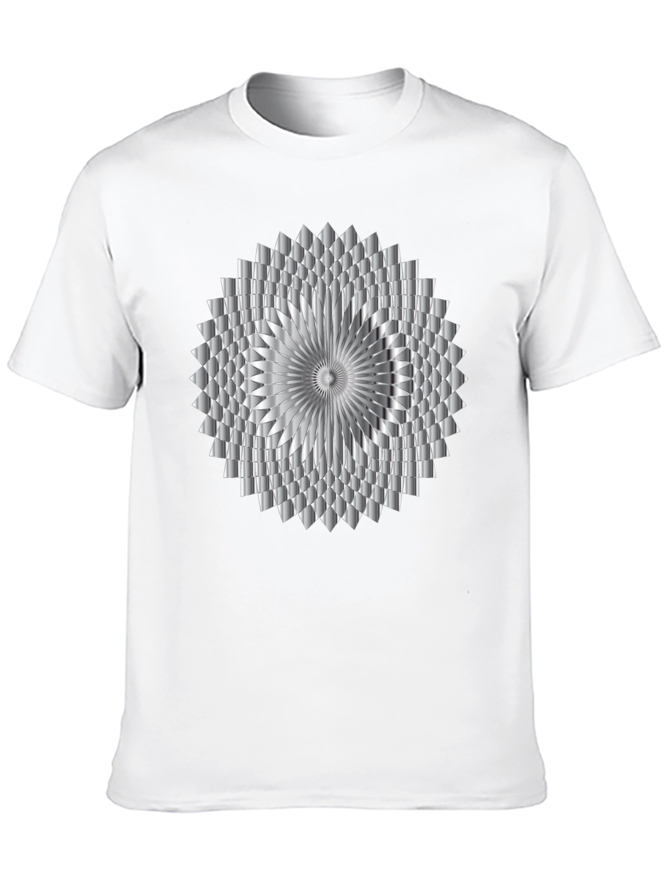 Abstract Geometric Silver Design Black T-Shirt