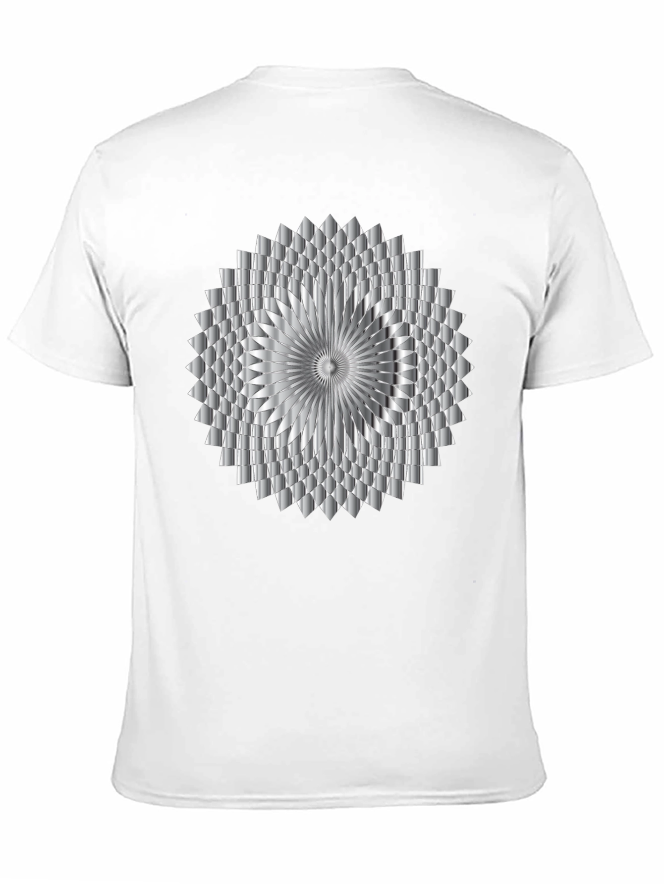 Abstract Geometric Silver Design Black T-Shirt