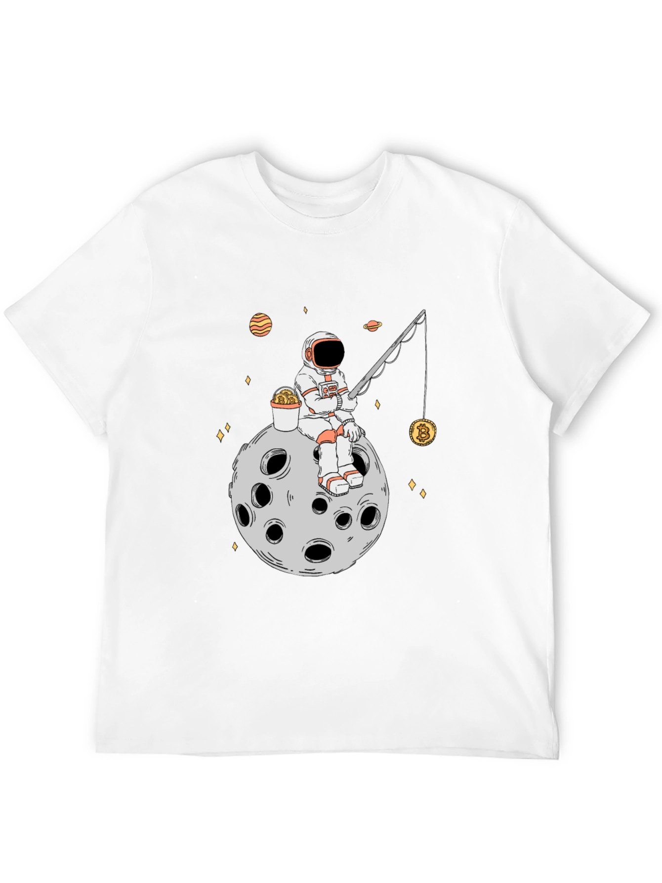 Astronaut Bitcoin Fishing Black T-Shirt