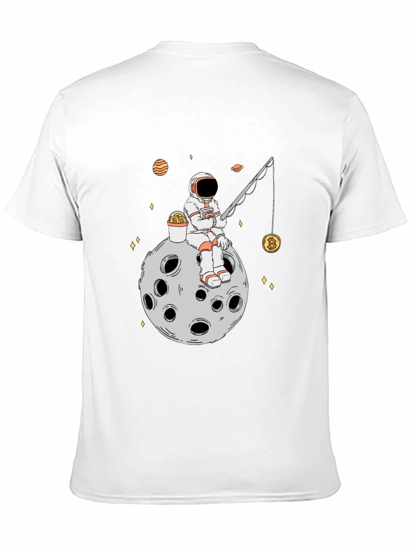 Astronaut Bitcoin Fishing Black T-Shirt