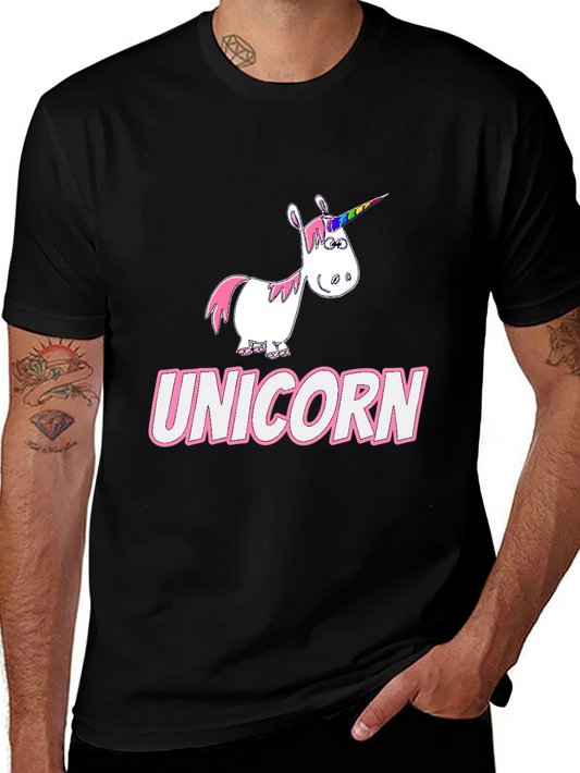 Unicorn Graphic Tee - Black Cotton Casual Shirt