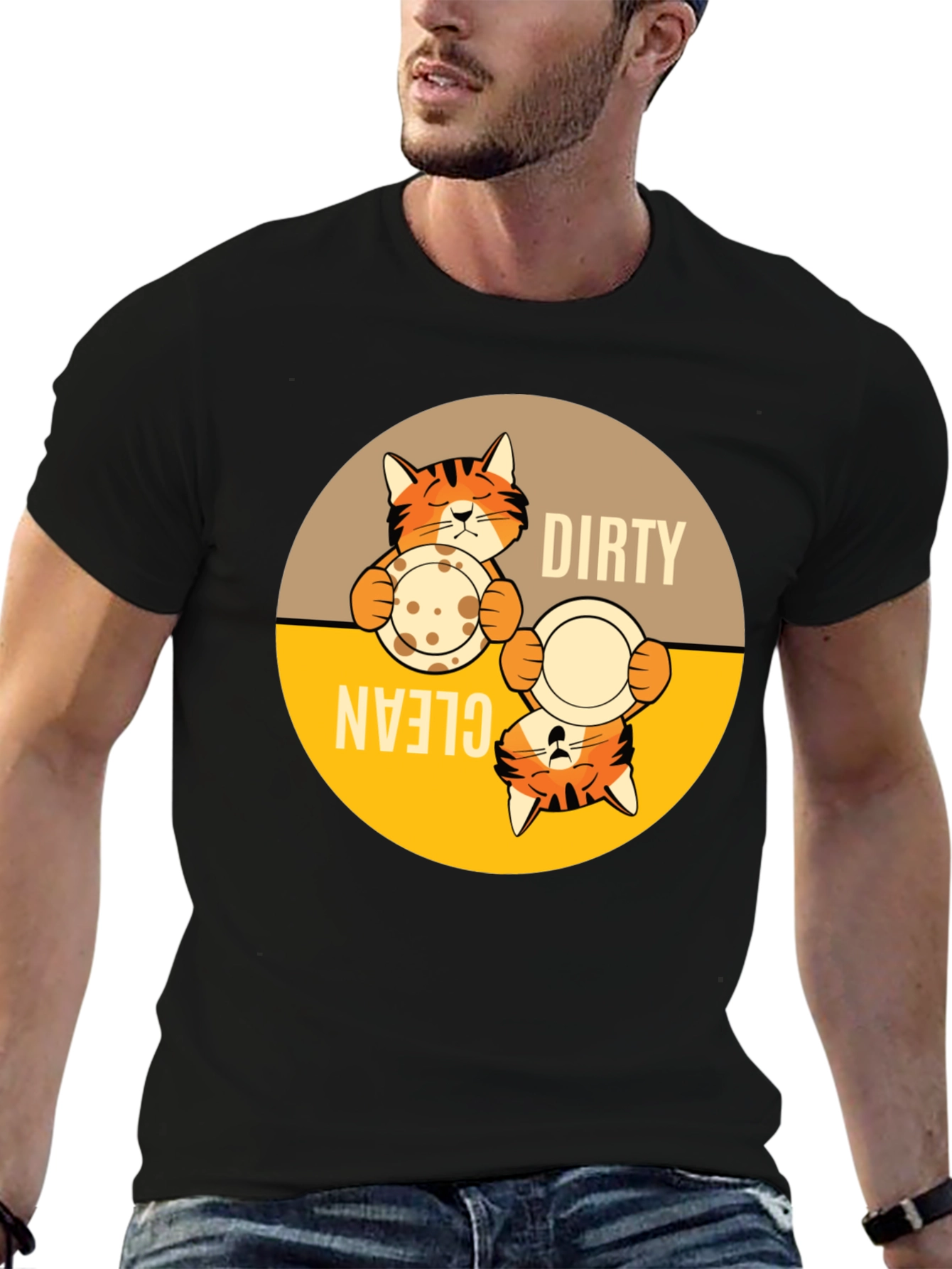 Funny Cat Dirty Clean Dish T-Shirt