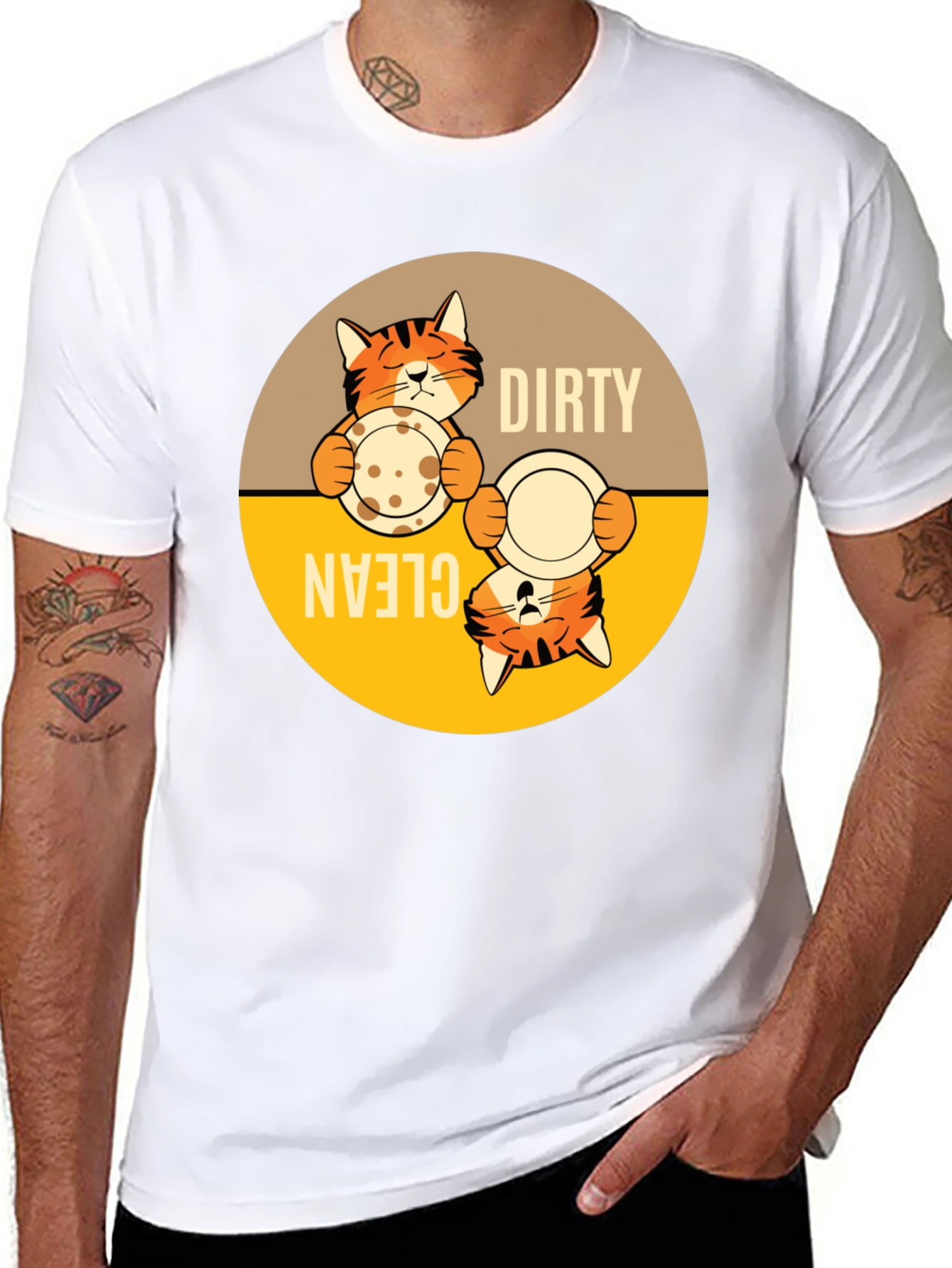 Funny Cat Dirty Clean Dish T-Shirt