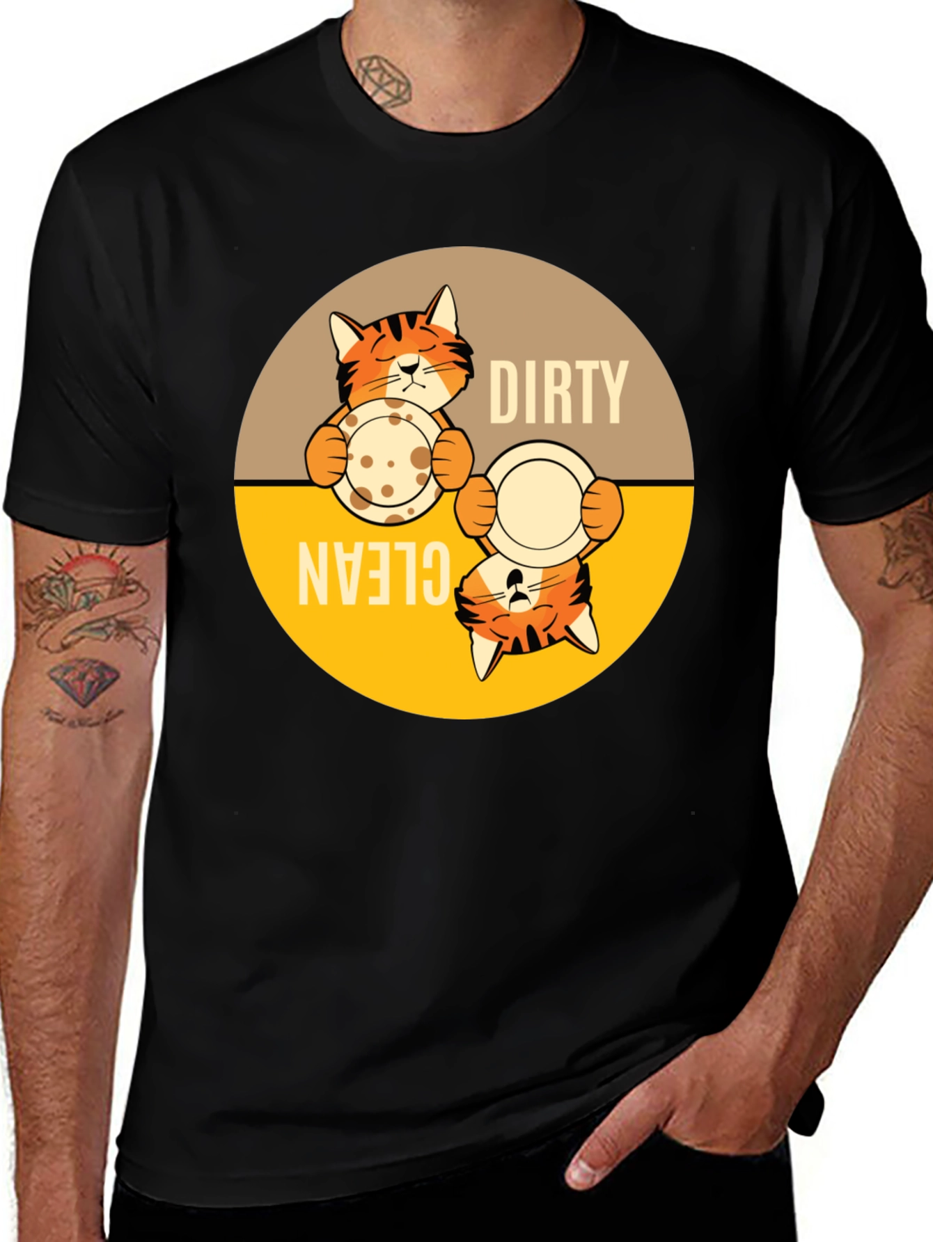 Funny Cat Dirty Clean Dish T-Shirt