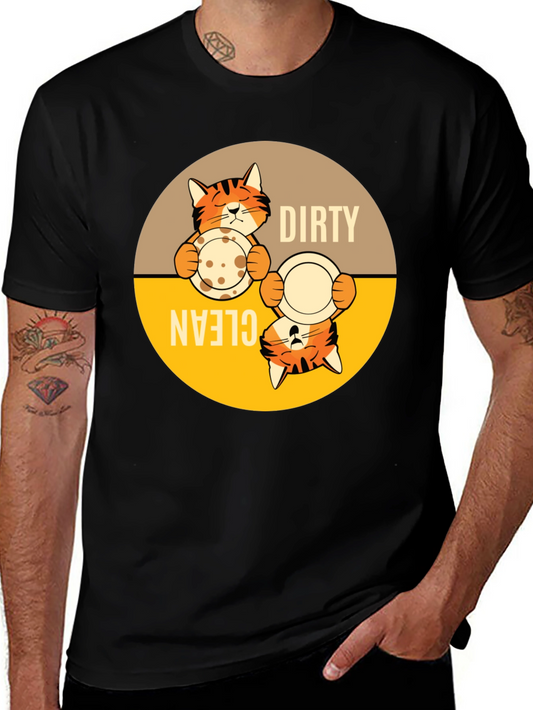Funny Cat Dirty Clean Dish T-Shirt