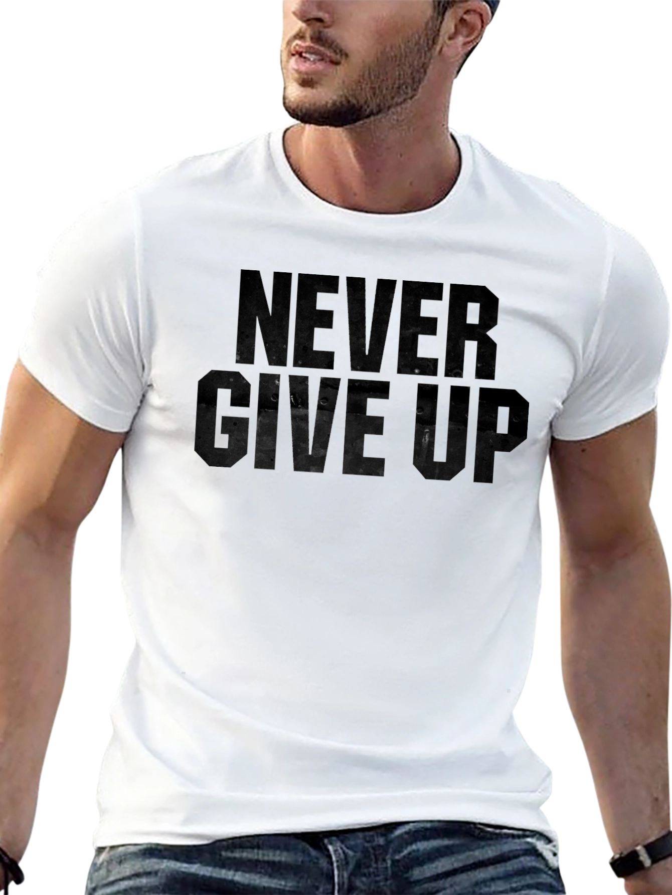Never Give Up Graphic Print T-Shirt