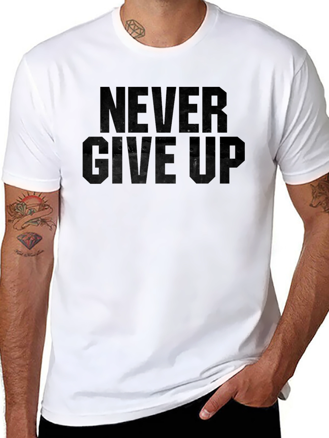 Never Give Up Graphic Print T-Shirt