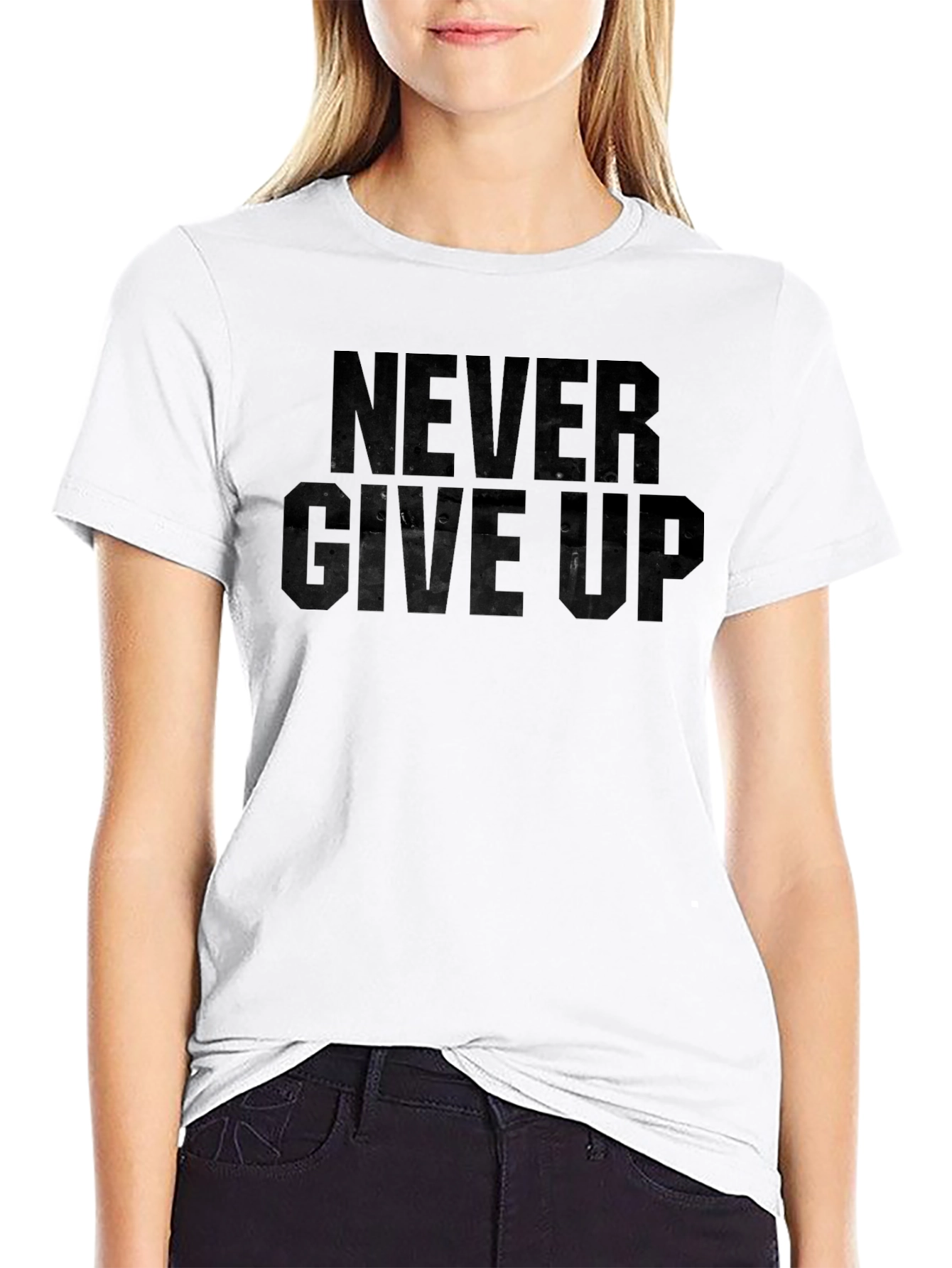 Never Give Up Graphic Print T-Shirt