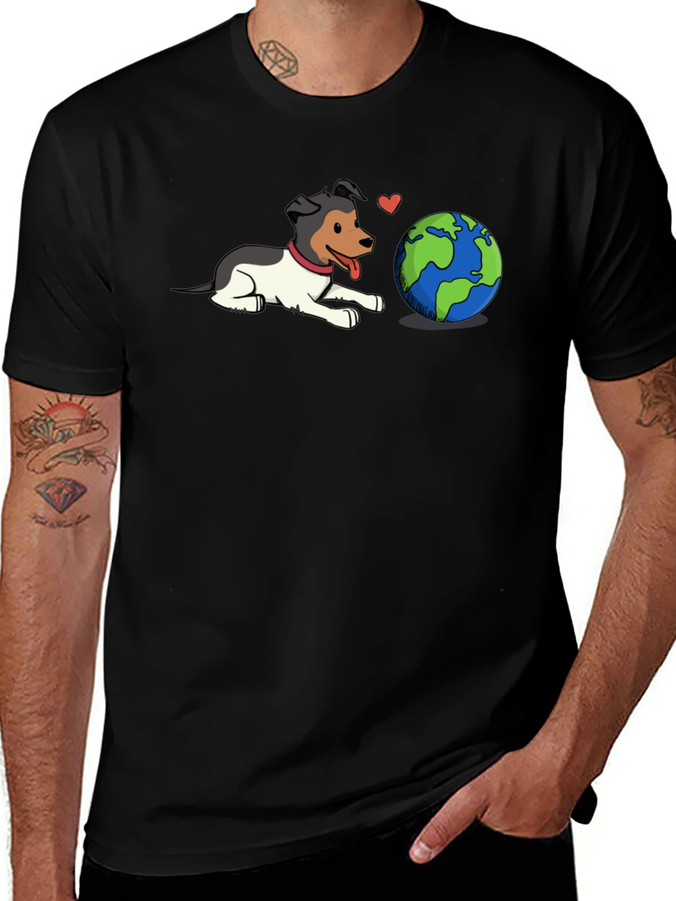 Dog Loves Earth Graphic T-Shirt