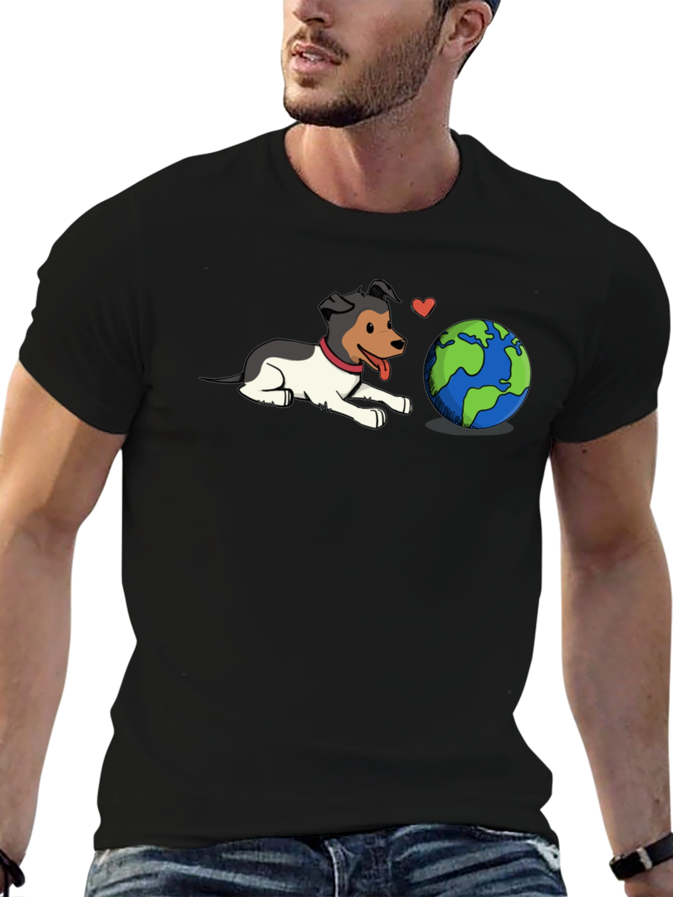 Dog Loves Earth Graphic T-Shirt