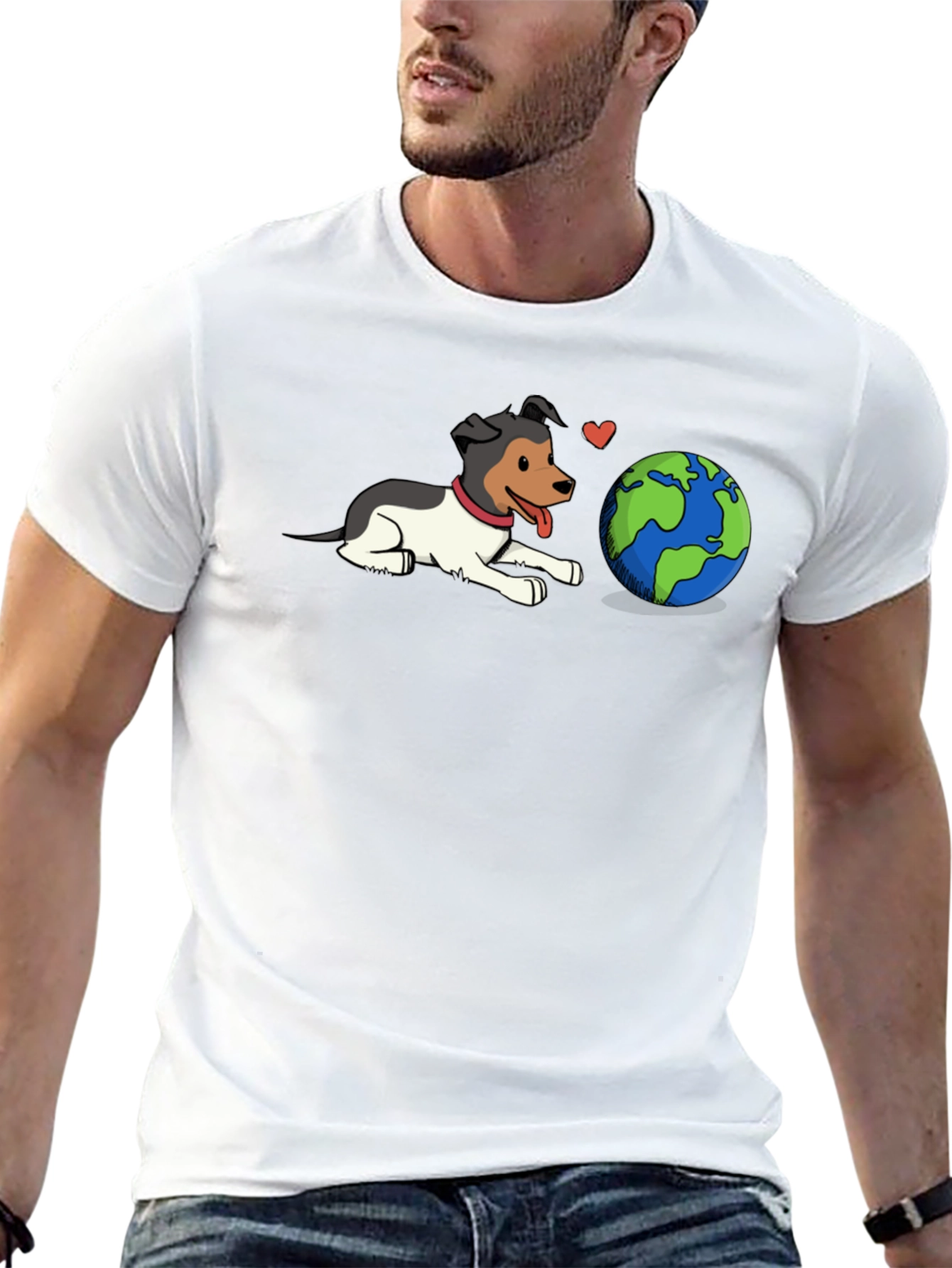 Dog Loves Earth Graphic T-Shirt