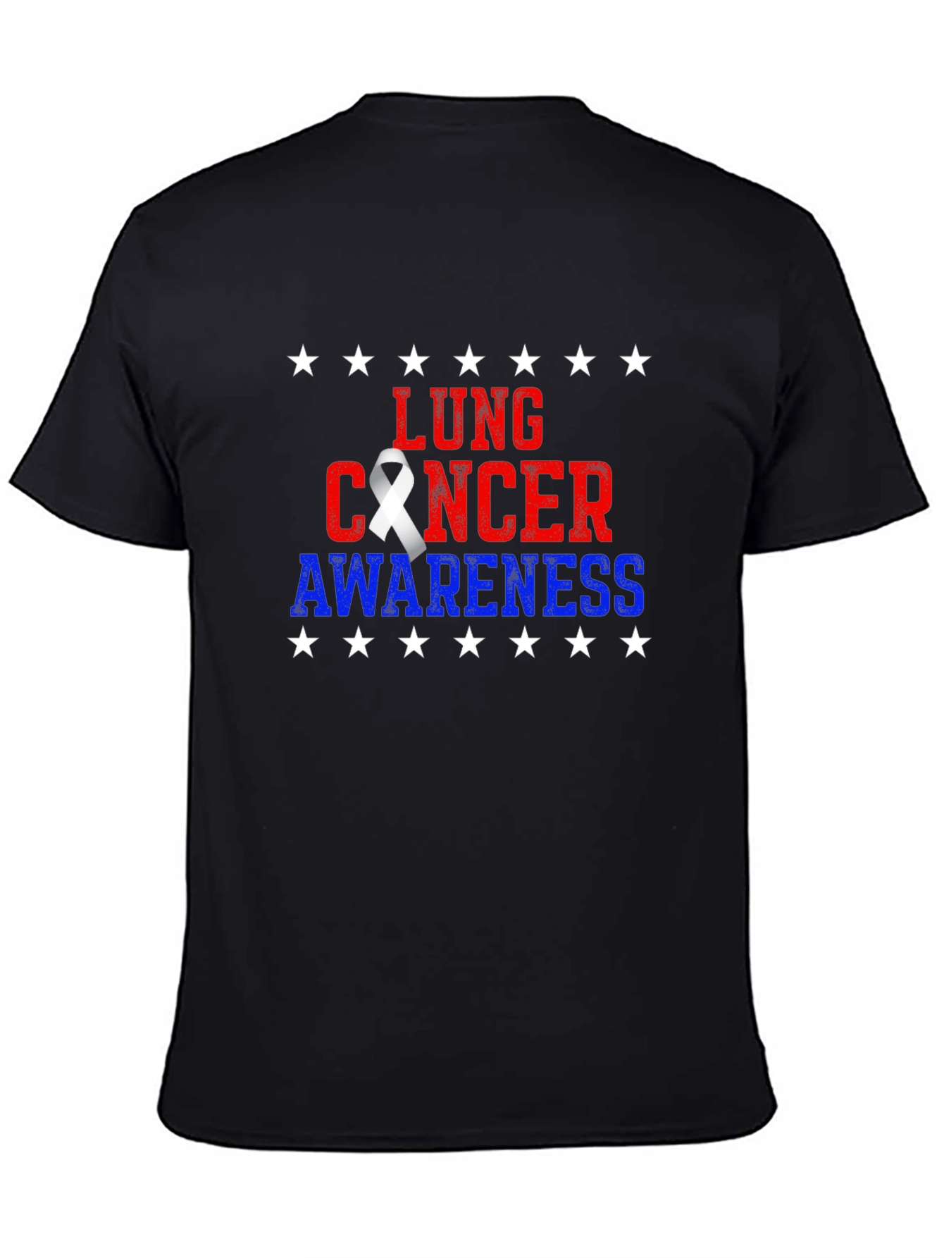 Lung Cancer Awareness T-Shirt - Patriotic Star Design