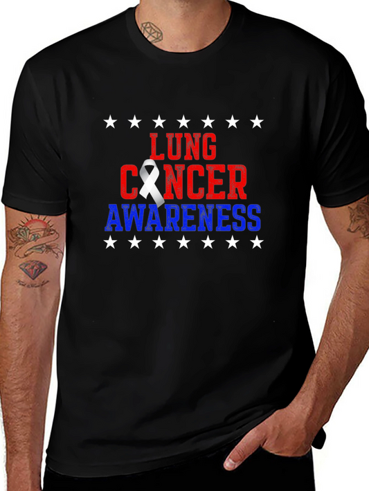 Lung Cancer Awareness T-Shirt - Patriotic Star Design