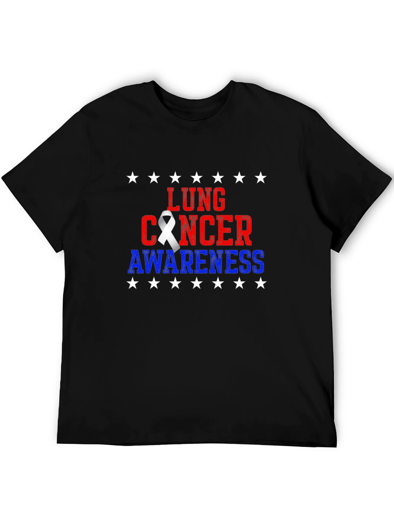 Lung Cancer Awareness T-Shirt - Patriotic Star Design
