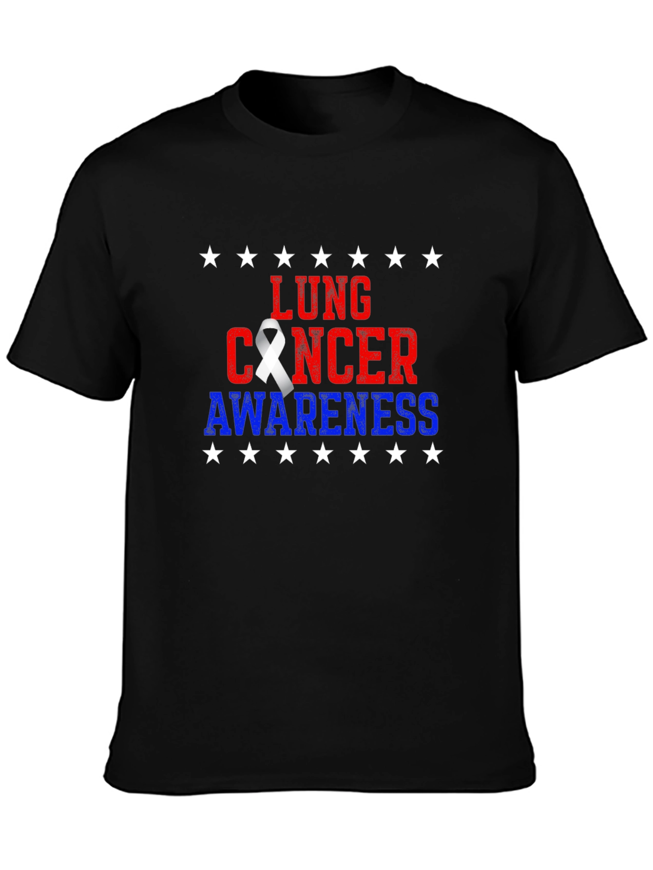 Lung Cancer Awareness T-Shirt - Patriotic Star Design