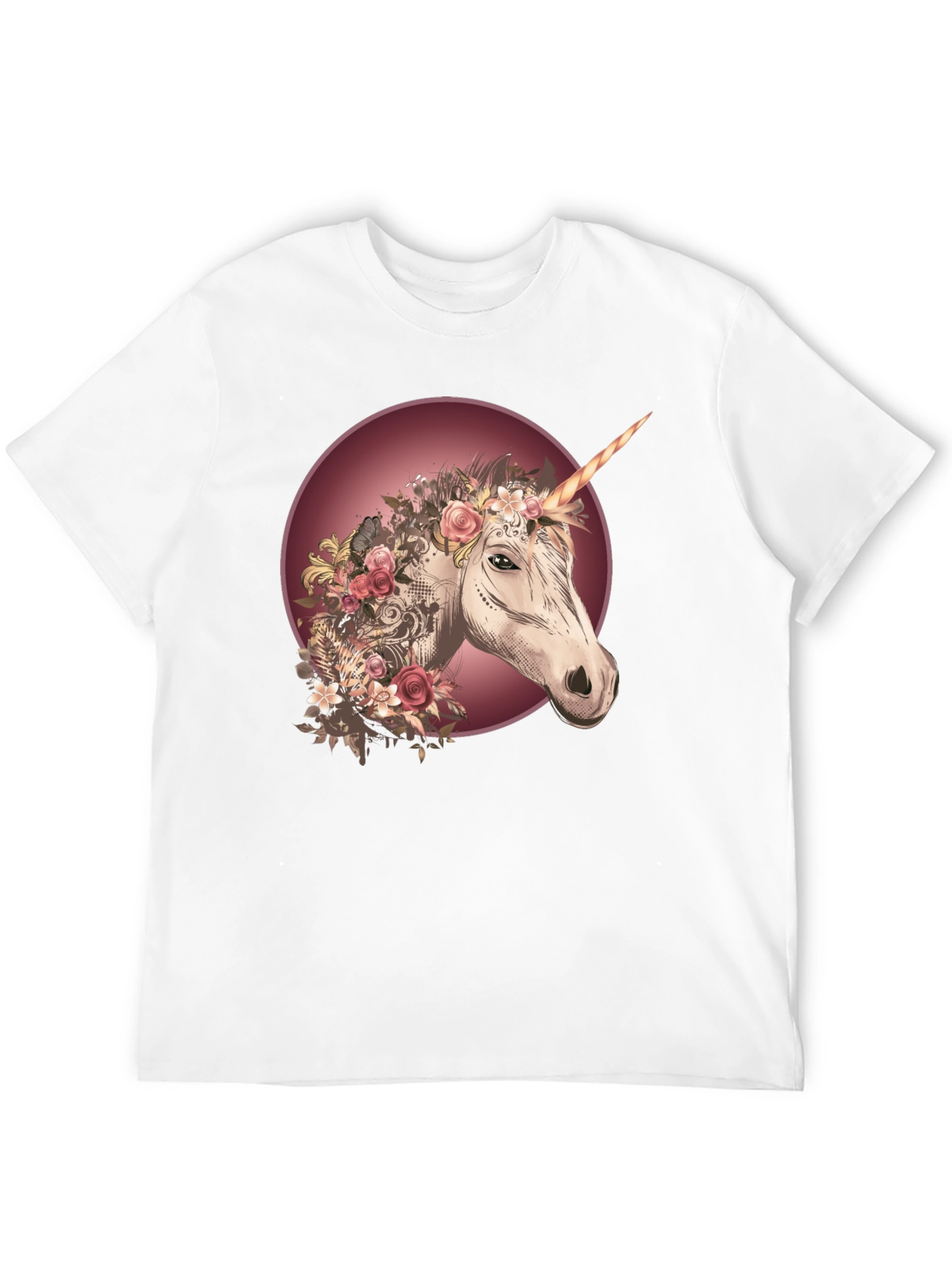 Unicorn Floral Graphic Black T-Shirt