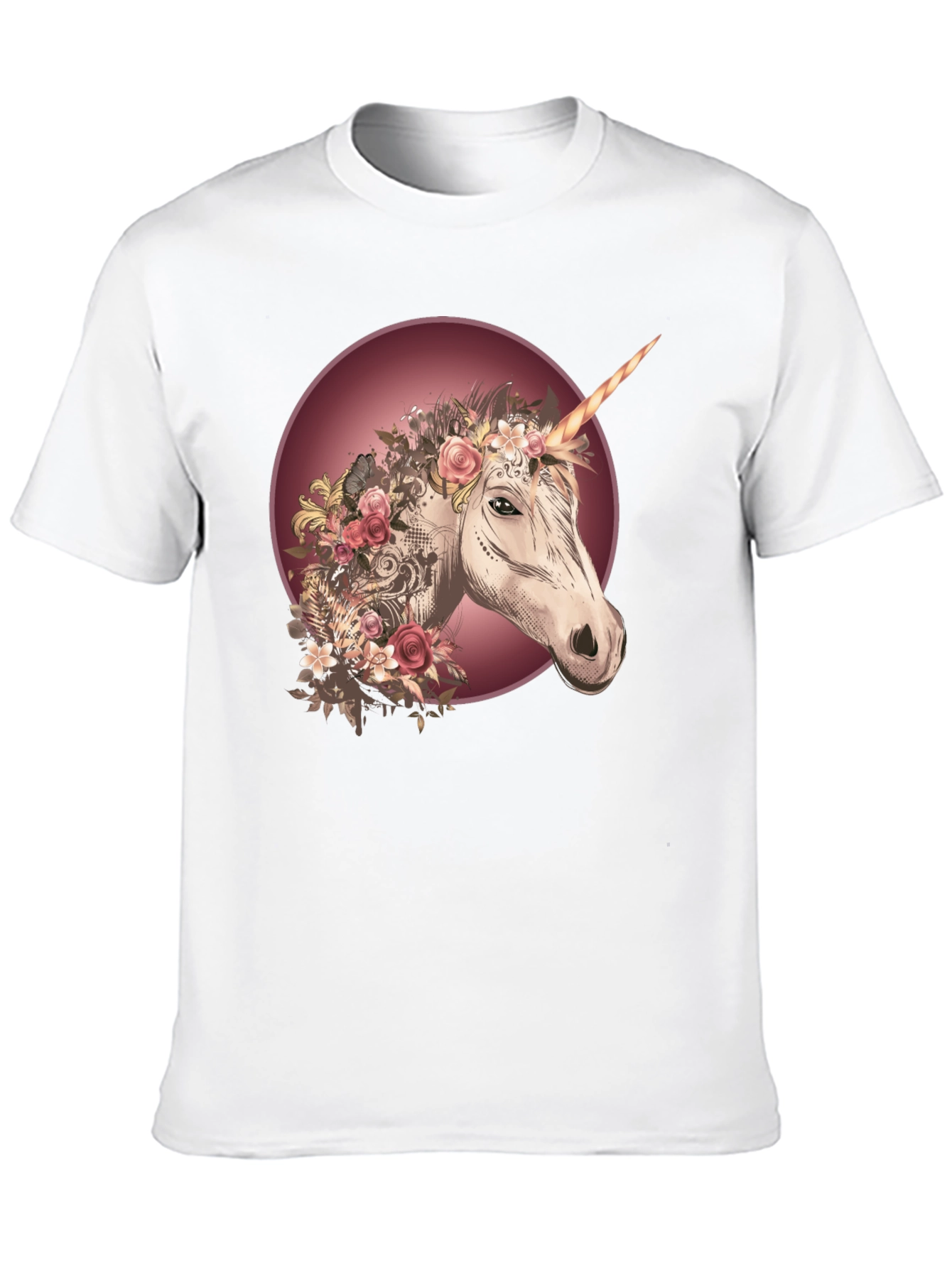 Unicorn Floral Graphic Black T-Shirt