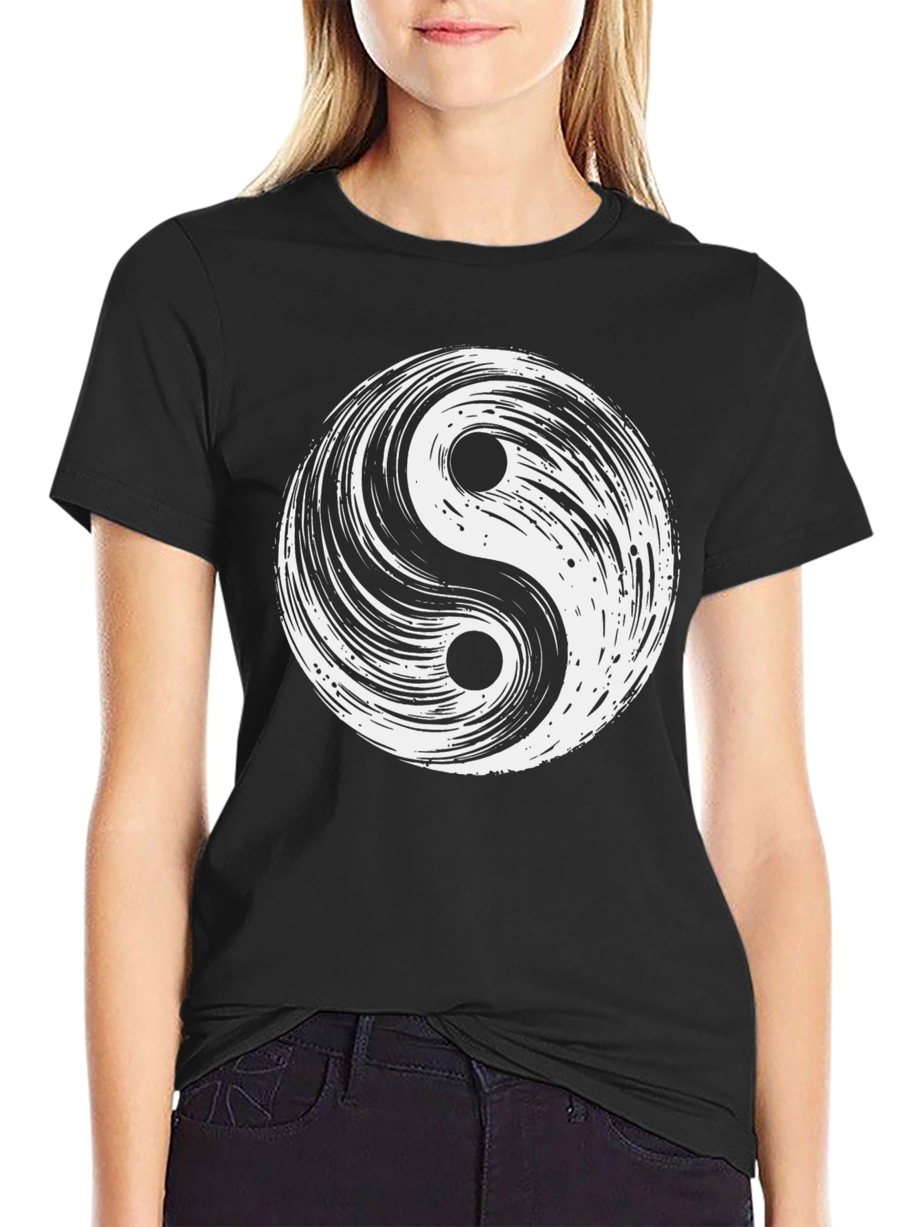 Yin Yang Symbol Graphic Tee - Classic Black Cotton