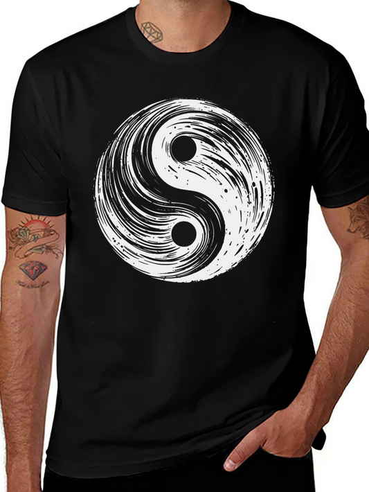 Yin Yang Symbol Graphic Tee - Classic Black Cotton