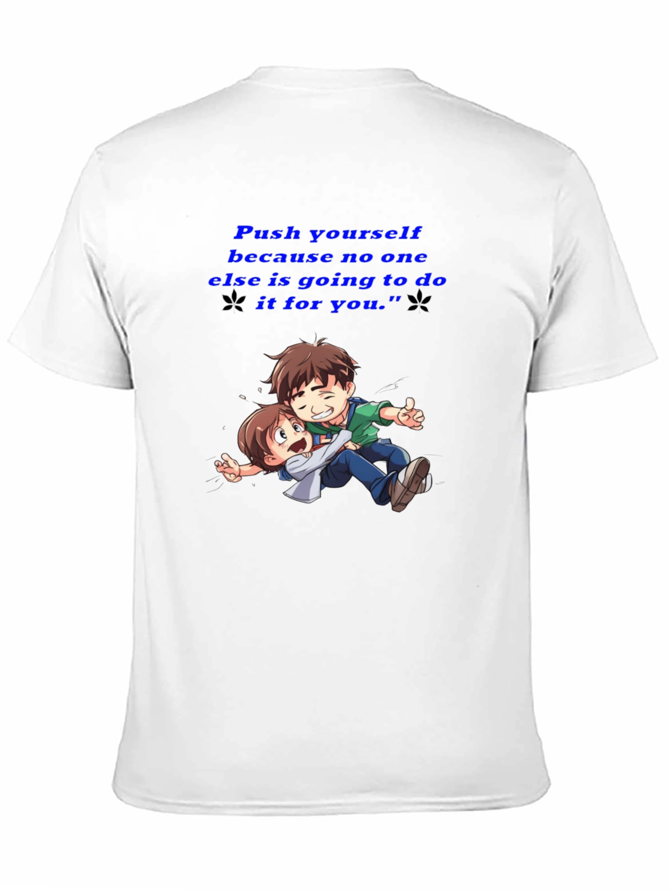 Motivational Black T-Shirt: Push Yourself Anime Design