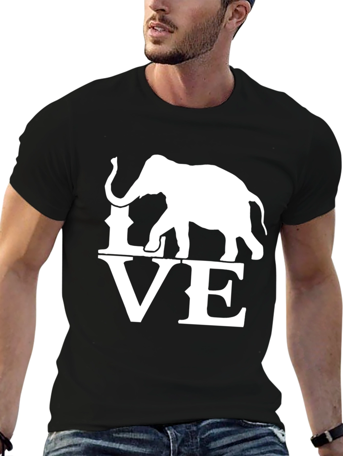 Elephant Love Graphic Black T-Shirt