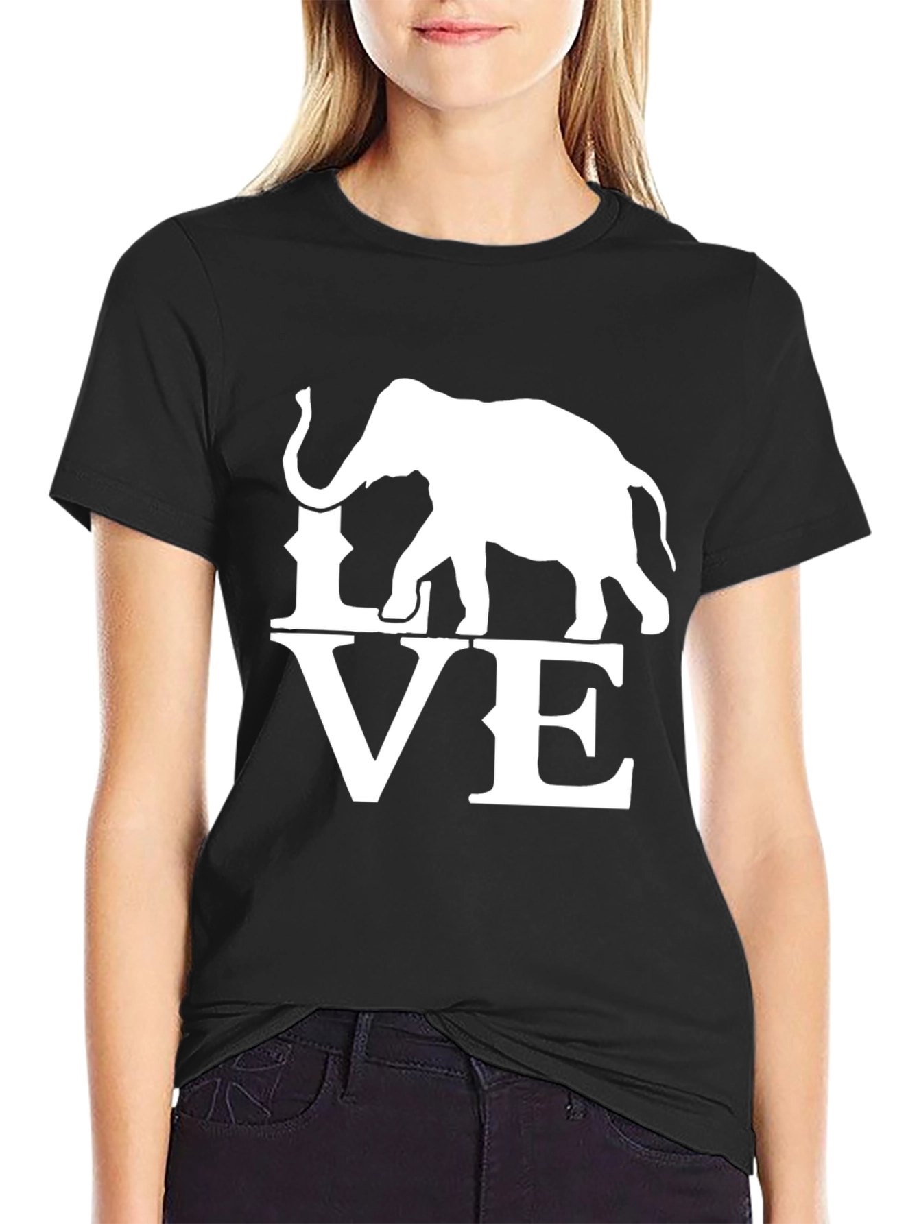 Elephant Love Graphic Black T-Shirt