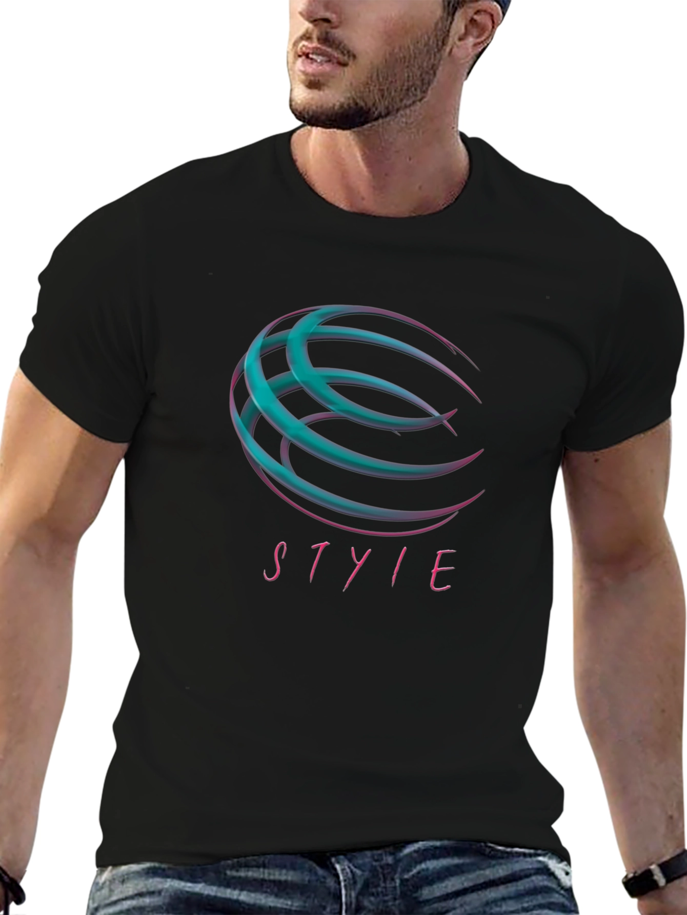 Stylish Abstract Graphic Black T-Shirt