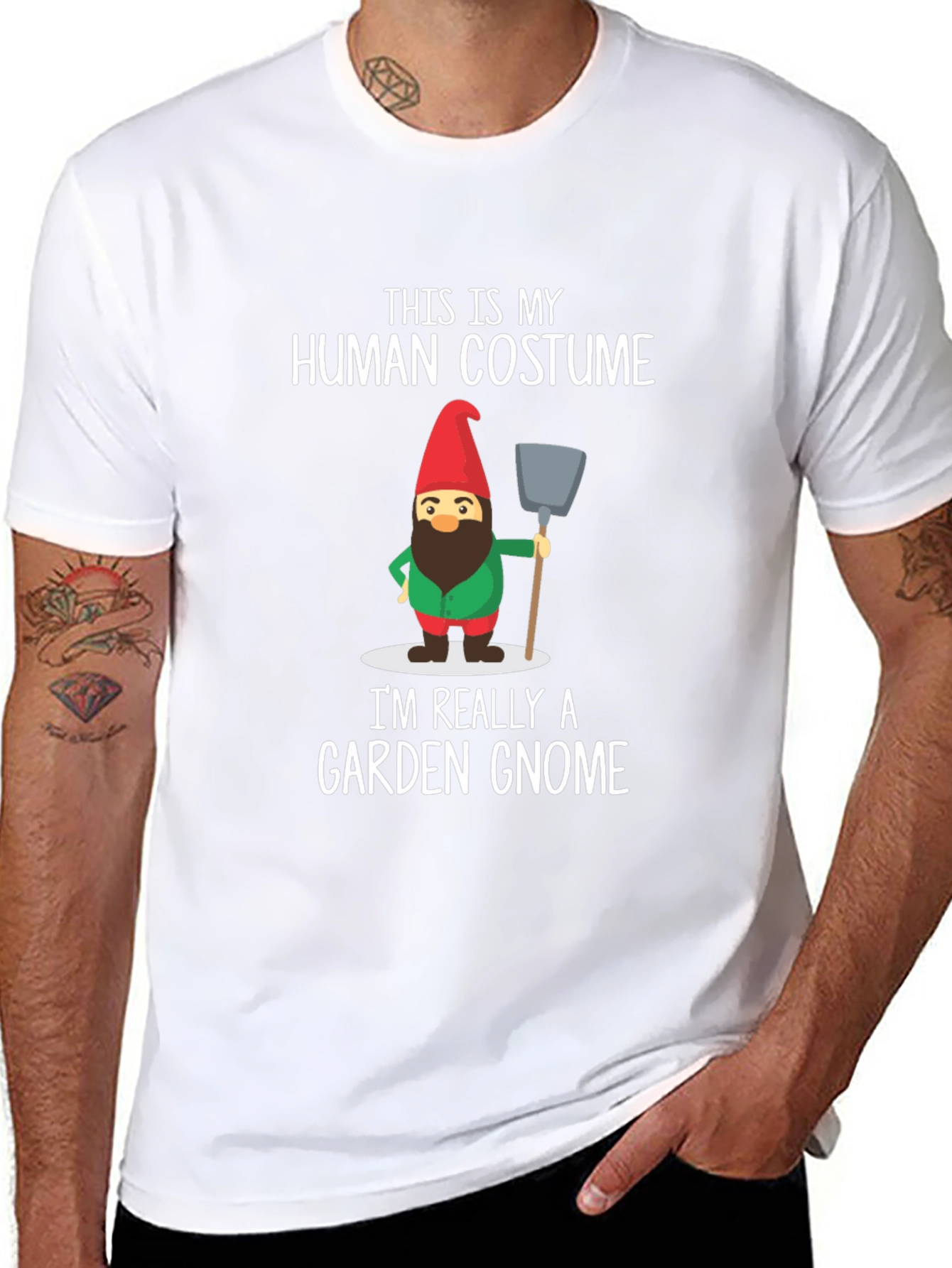 Funny Garden Gnome Human Costume T-Shirt