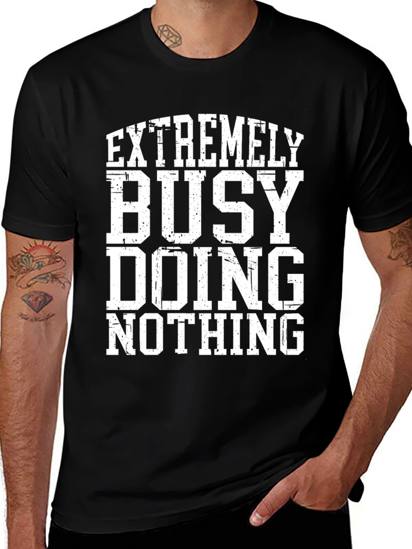 Extremely Busy Doing Nothing Black T-Shirt