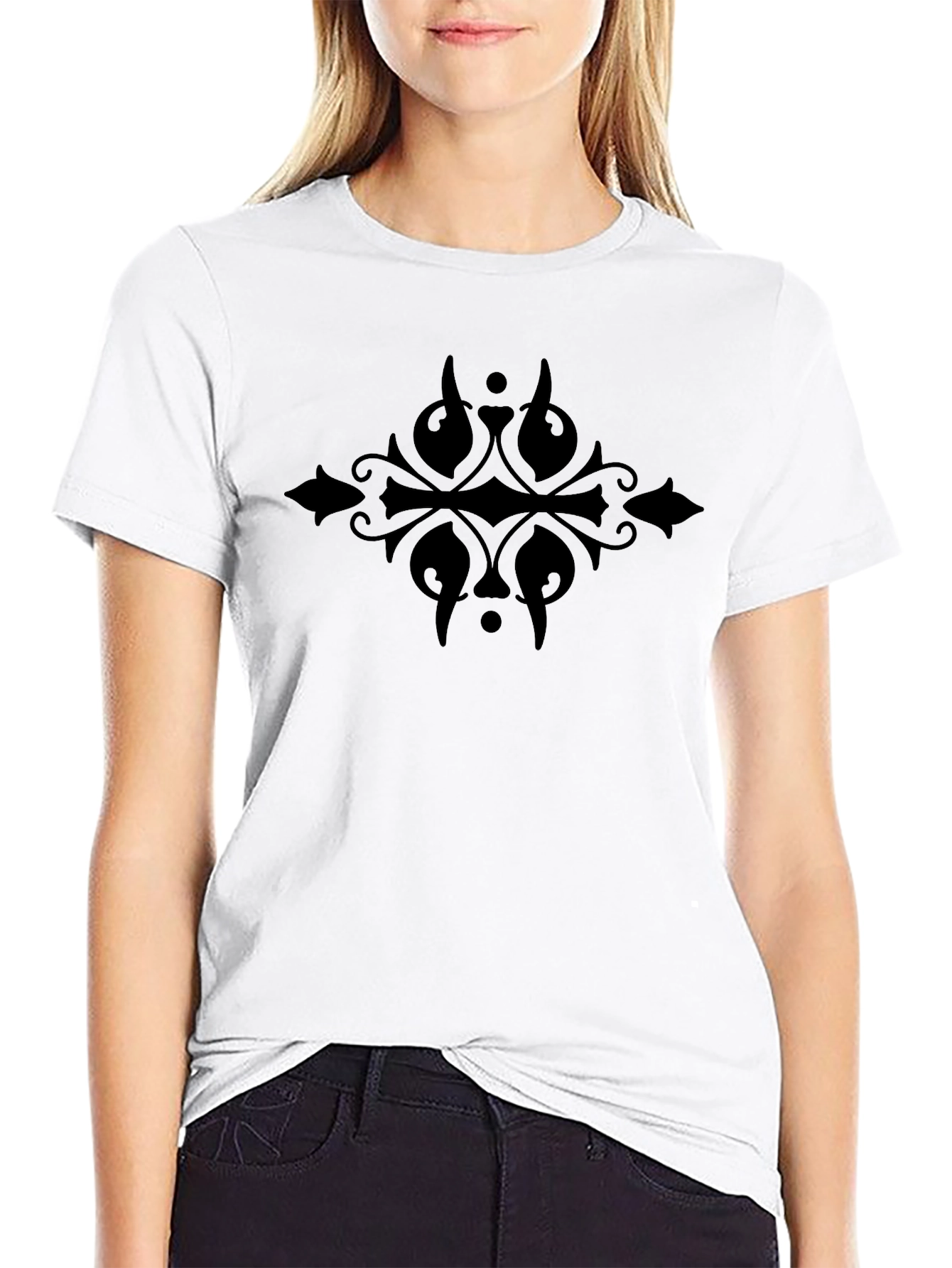 Embroidered Black Graphic Tee - Casual Style