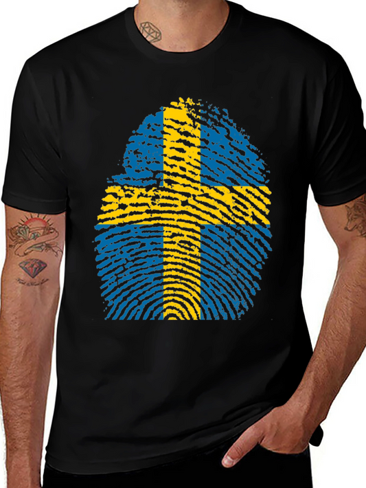 Sweden Flag Fingerprint Graphic T-Shirt