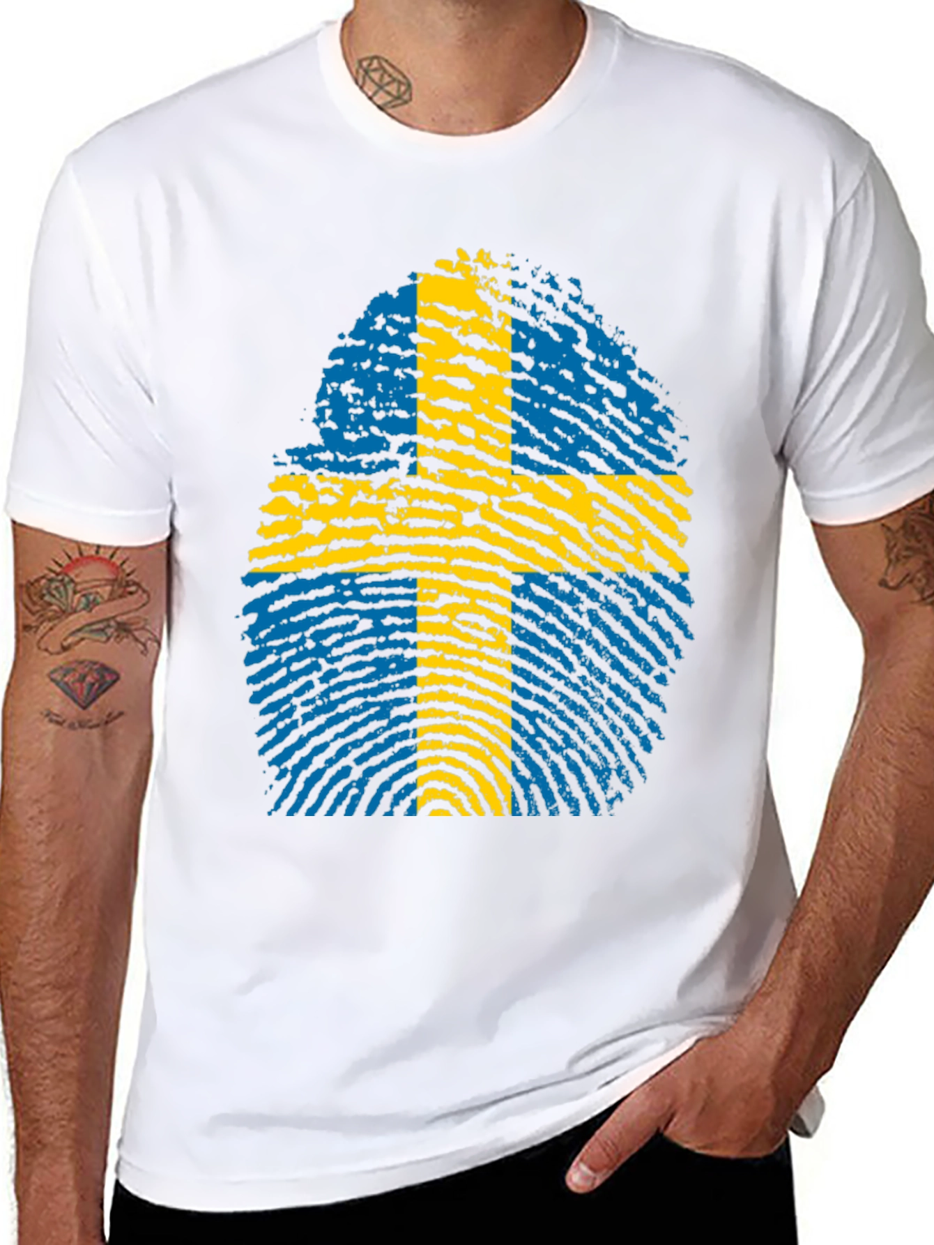 Sweden Flag Fingerprint Graphic T-Shirt