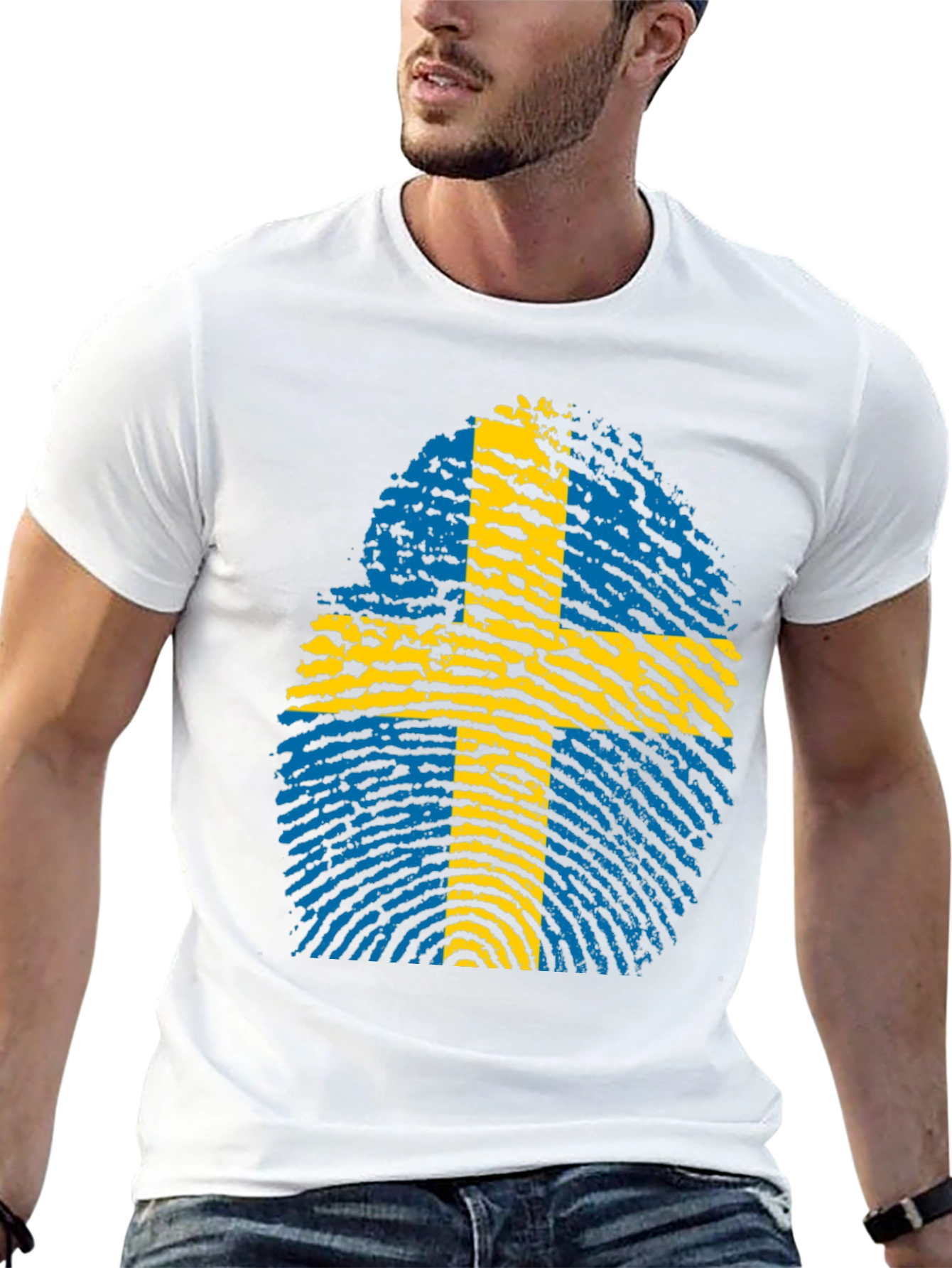 Sweden Flag Fingerprint Graphic T-Shirt